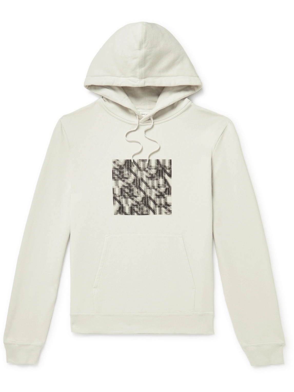 Saint Laurent Slim-fit Logo-print Cotton-jersey Hoodie In Neutrals