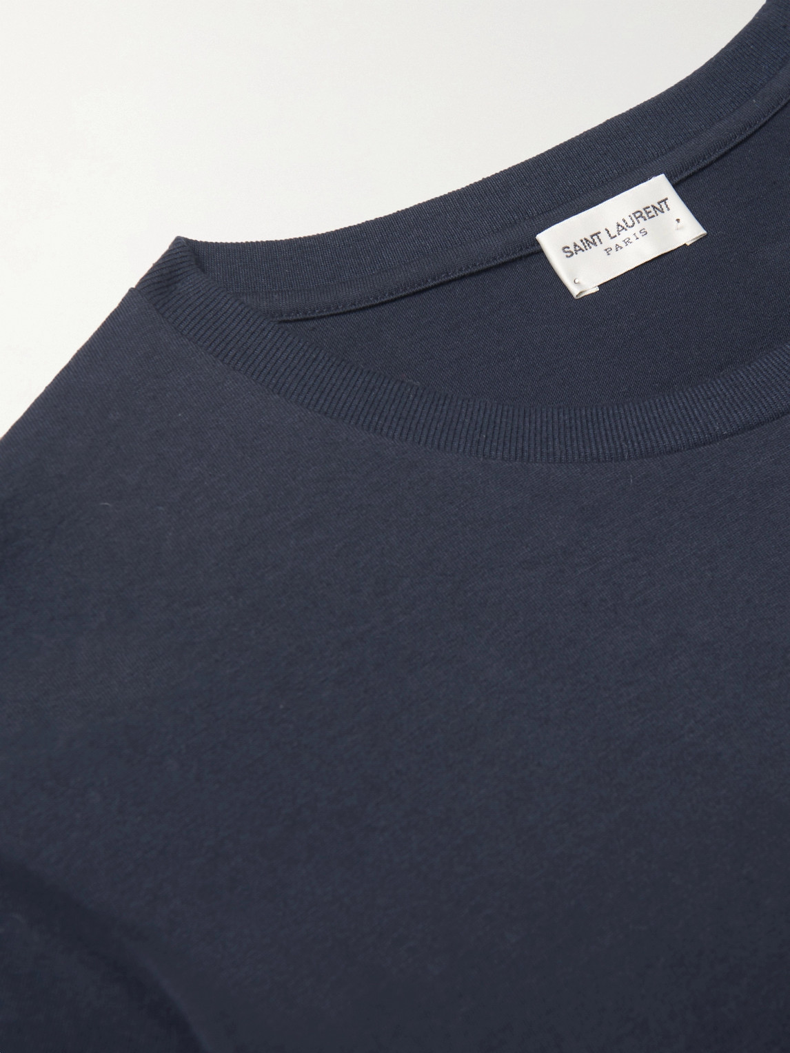 Shop Saint Laurent Logo-print Cotton-jersey T-shirt In Blue