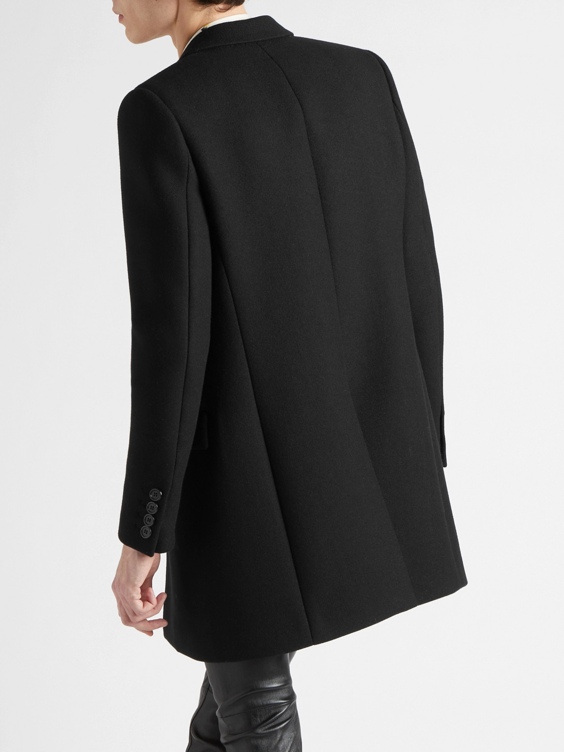Shop Saint Laurent Slim-fit Wool Coat In Black