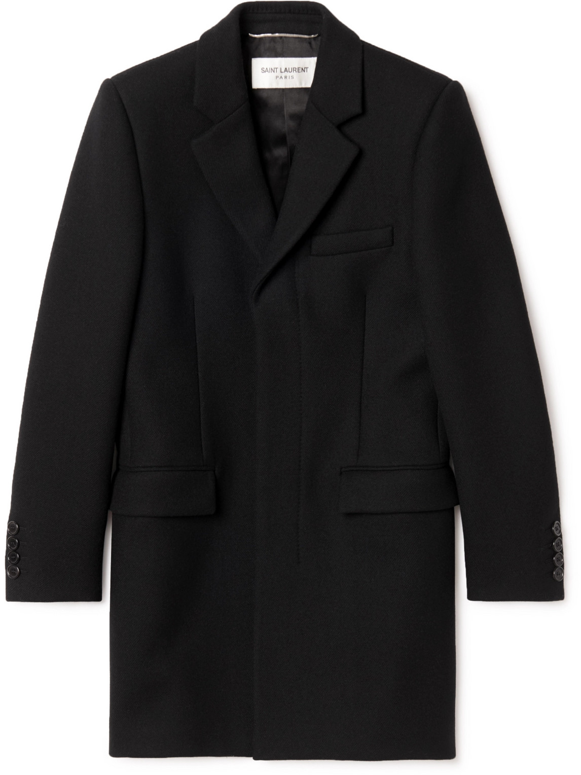 Saint Laurent Slim-fit Wool Coat In Black