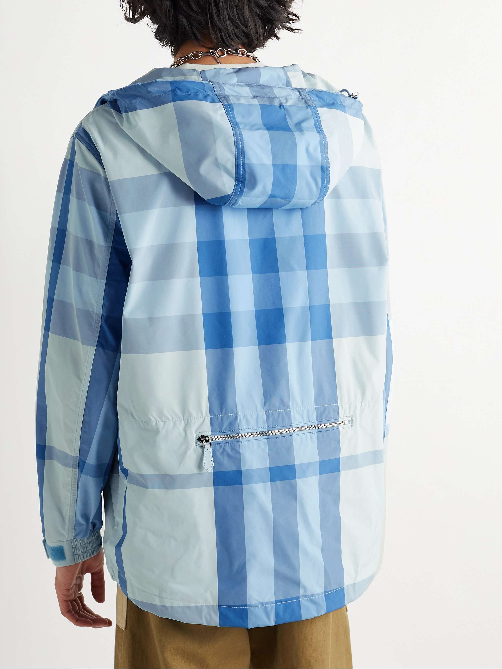 BURBERRY Checked Shell Half-Zip Hooded Jacket for Men | MR BURBERRY Checked Shell Half-Zip Hooded Jacket for Men | MR