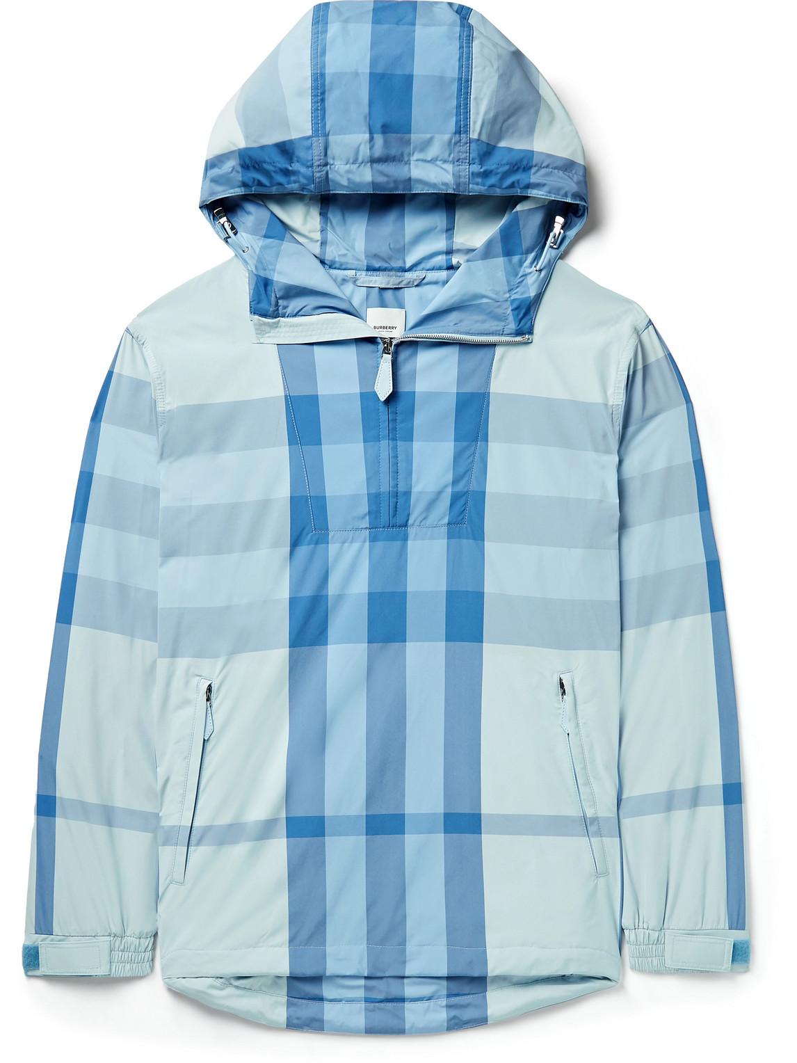 Burberry - Checked Shell Half-Zip Hooded Jacket - Men - Blue - S