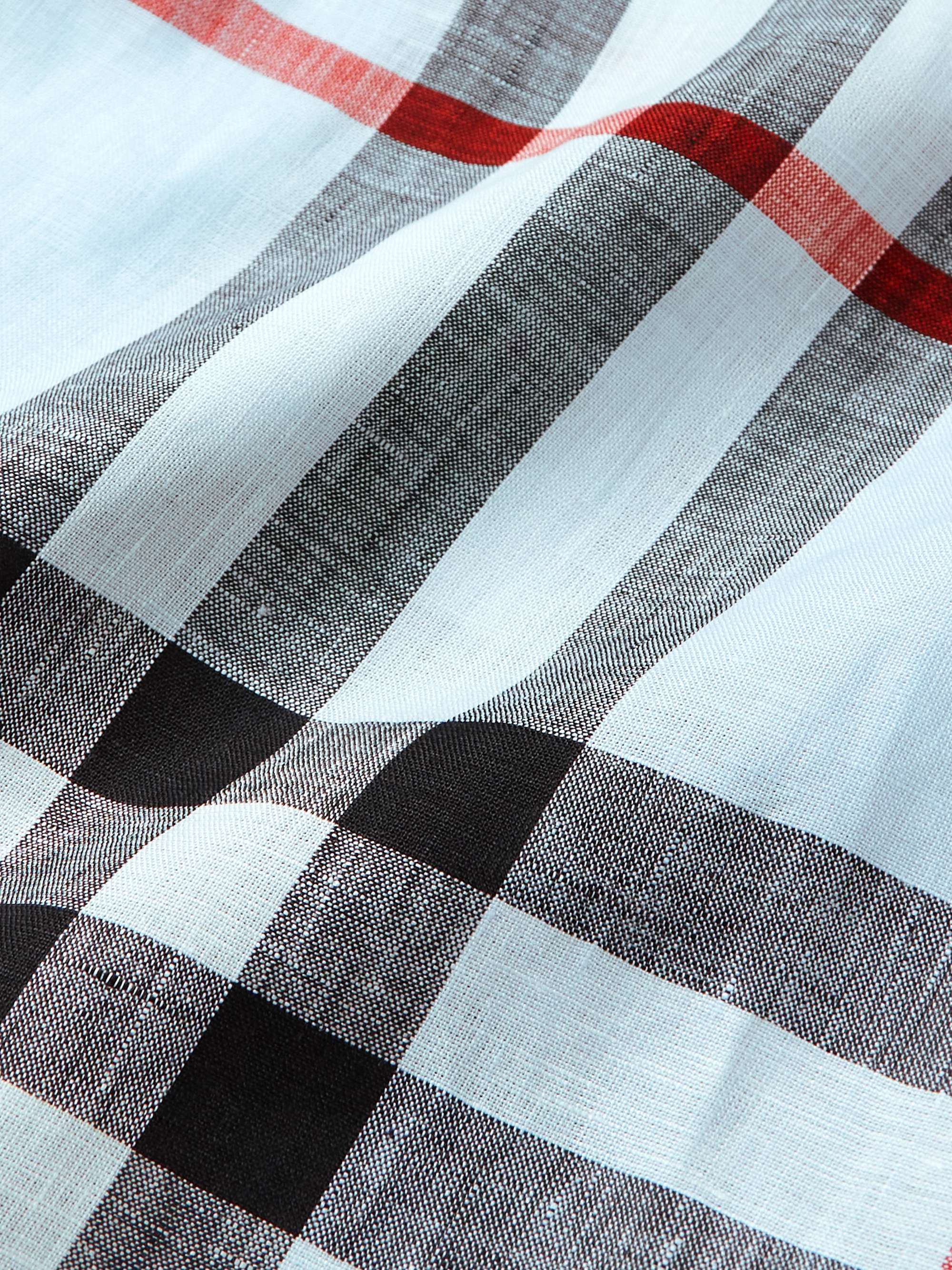BURBERRY Oversized Camp-Collar Checked Linen Shirt