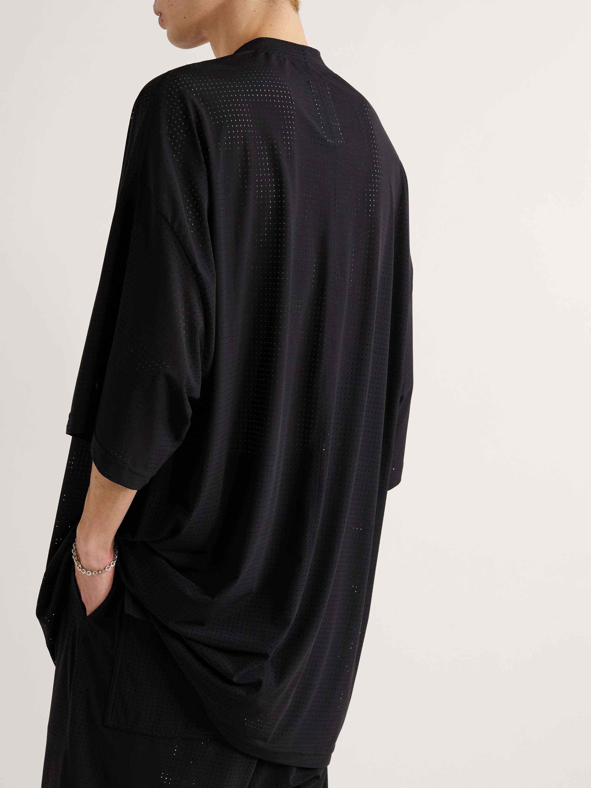 RICK OWENS + Champion Tommy Logo-Embroidered Recycled Stretch-Mesh T-Shirt