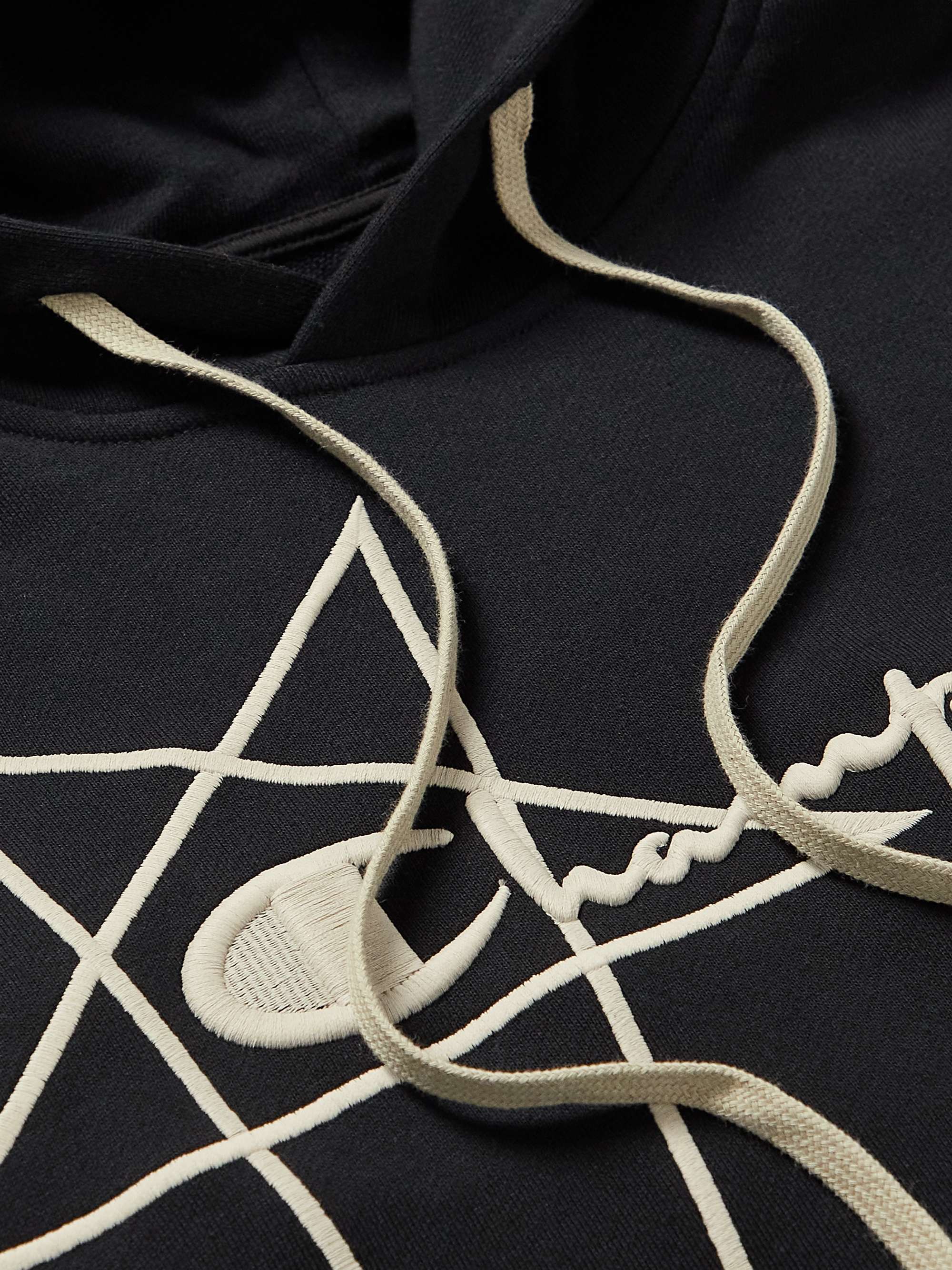 RICK OWENS + Champion Logo-Embroidered Organic Cotton-Jersey Hoodie