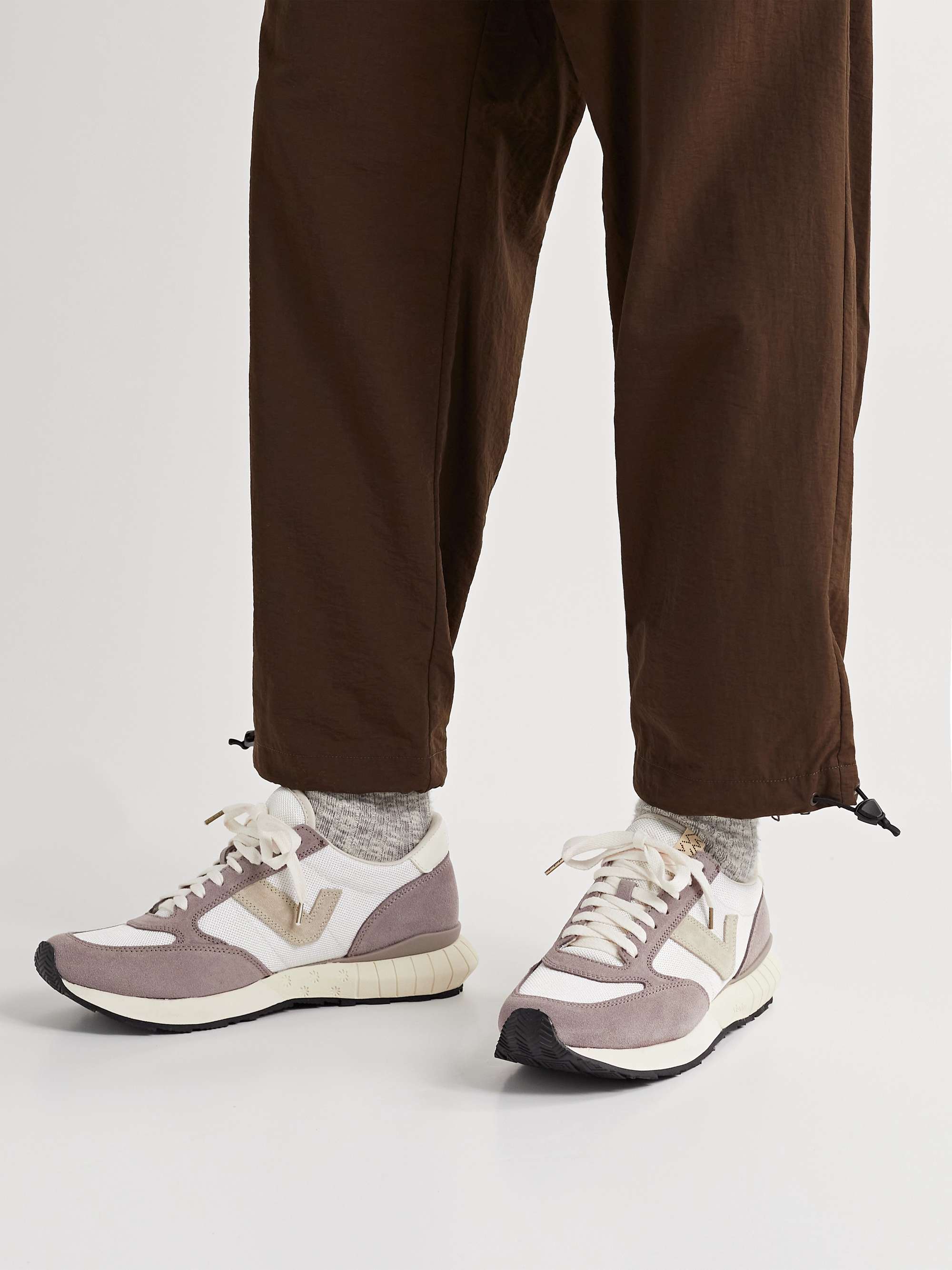 VISVIM Dunand Suede and Leather-Trimmed Mesh Sneakers