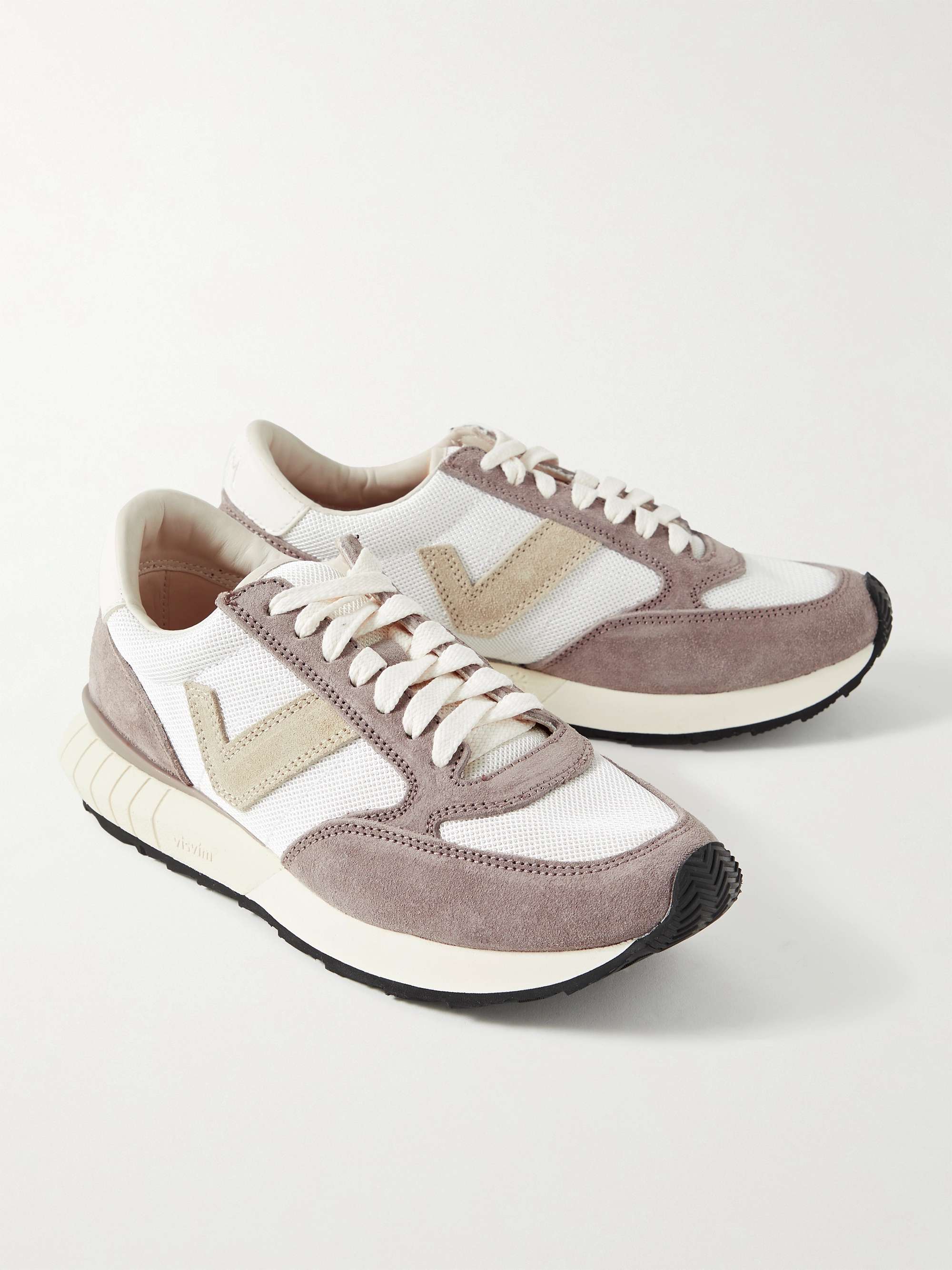 VISVIM Dunand Suede and Leather-Trimmed Mesh Sneakers