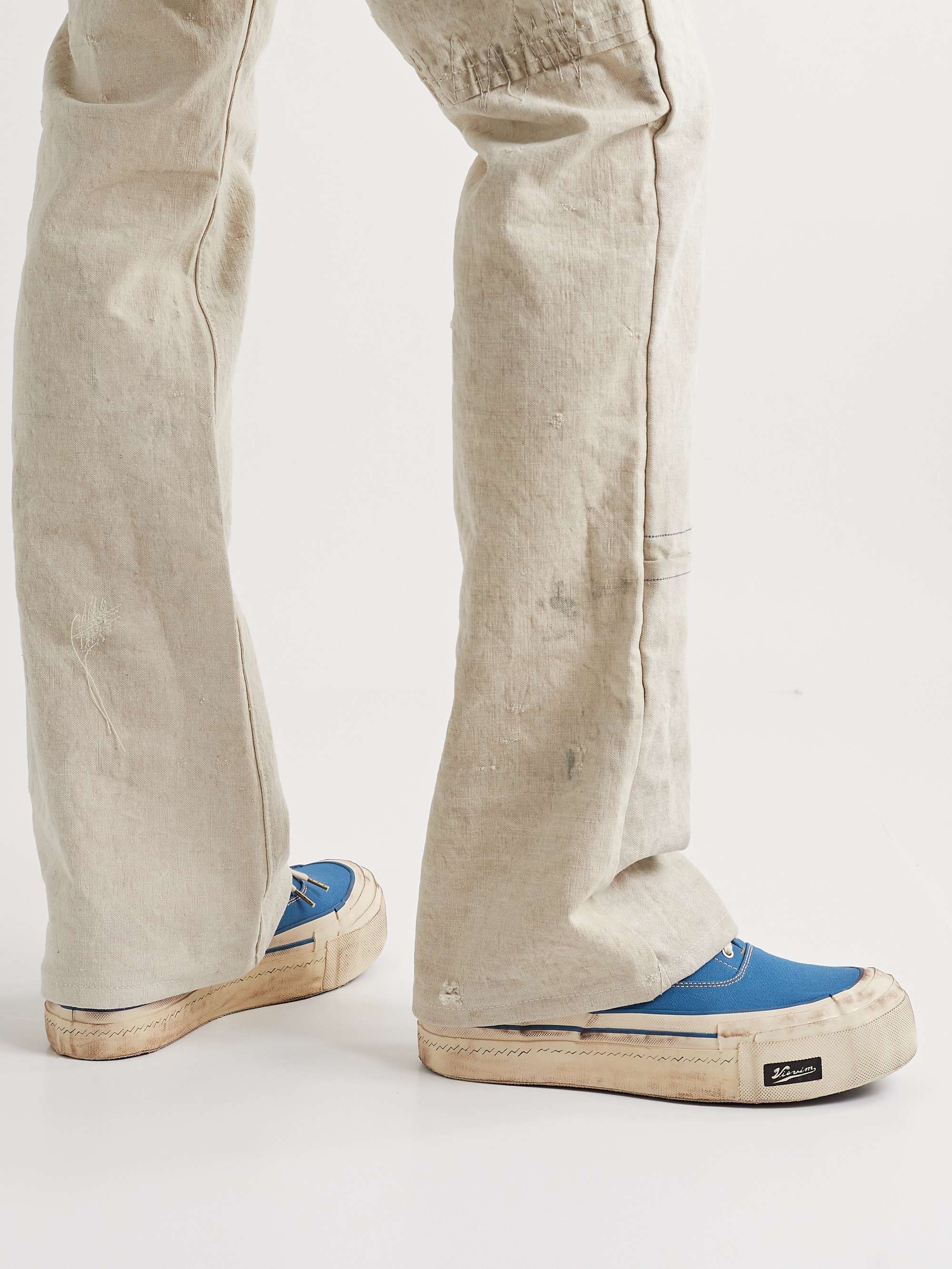 VISVIM Logan Deck II G.Patten Distressed Canvas Sneakers