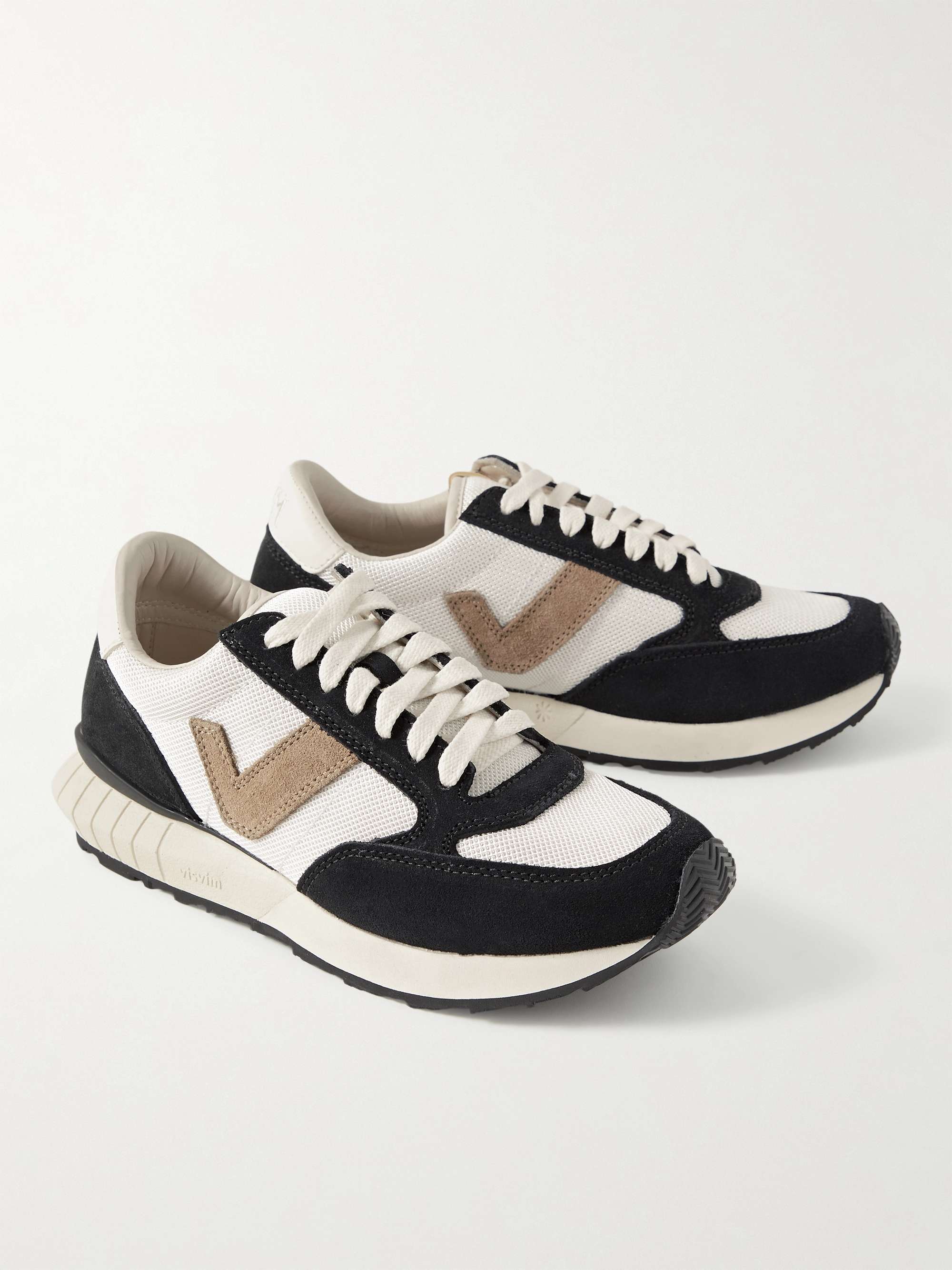 VISVIM Dunand Suede and Leather-Trimmed Mesh Sneakers