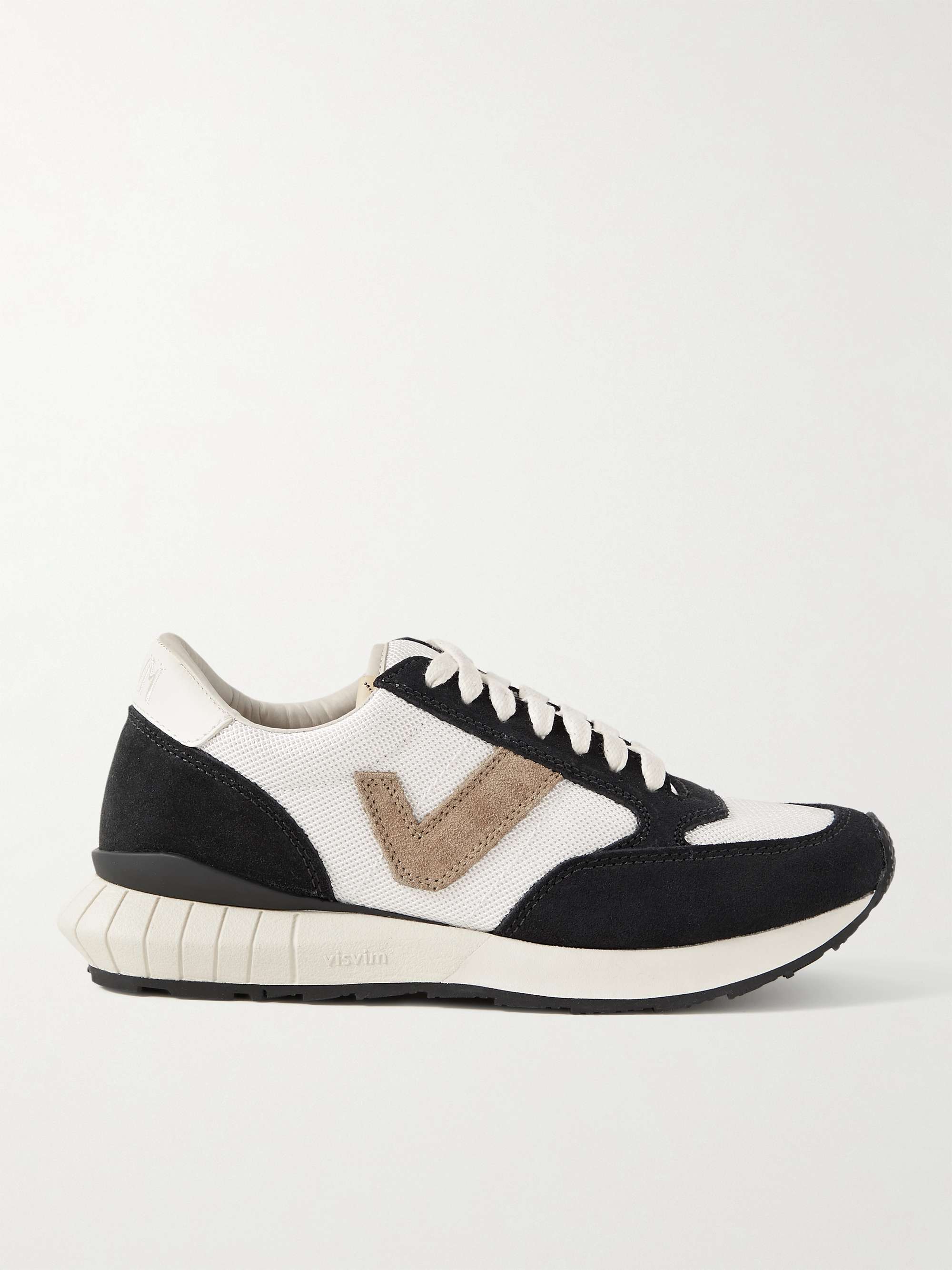 Suede-Trimmed Leather and Mesh Sneakers