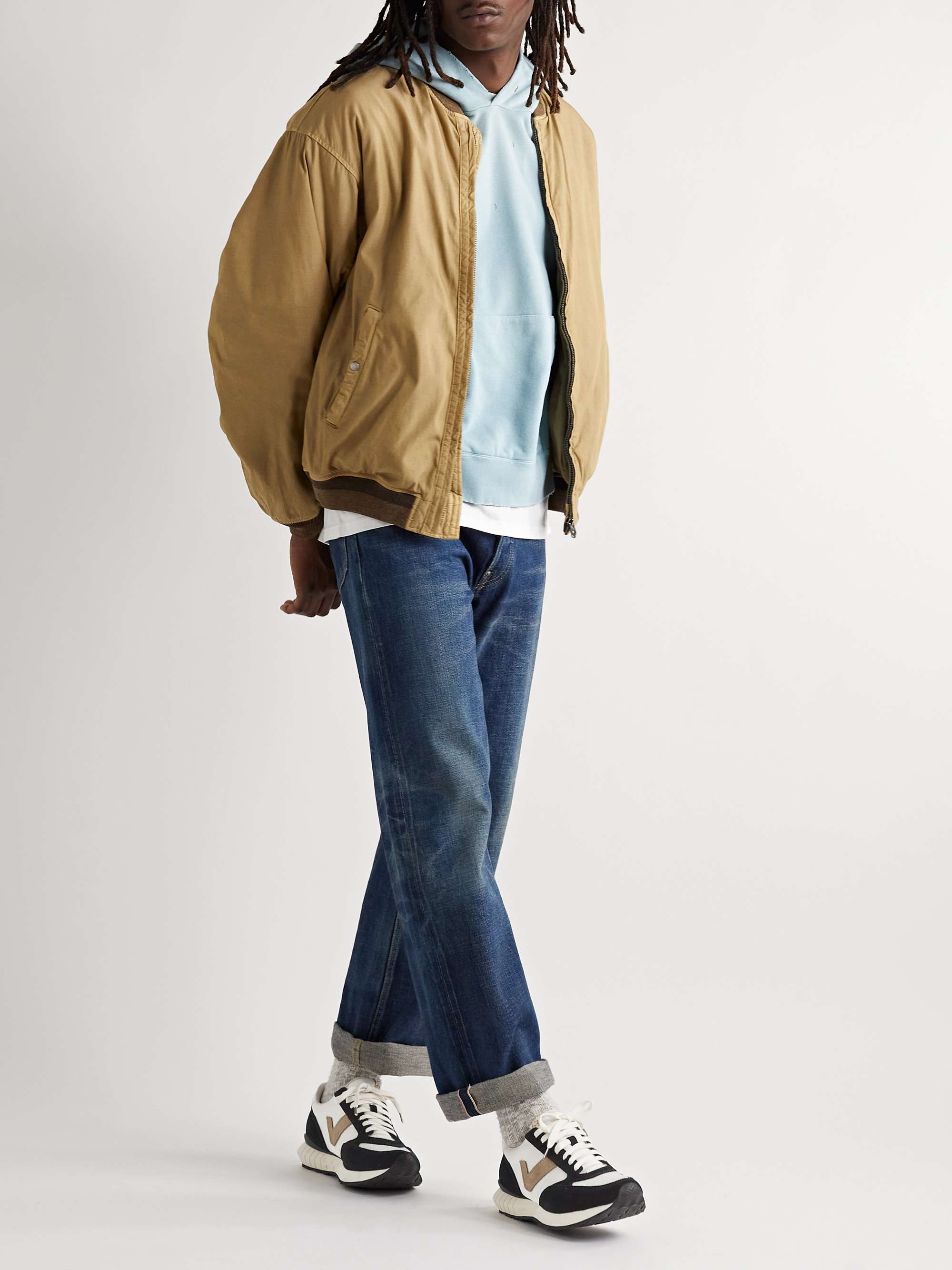 VISVIM Dunand Suede and Leather-Trimmed Mesh Sneakers