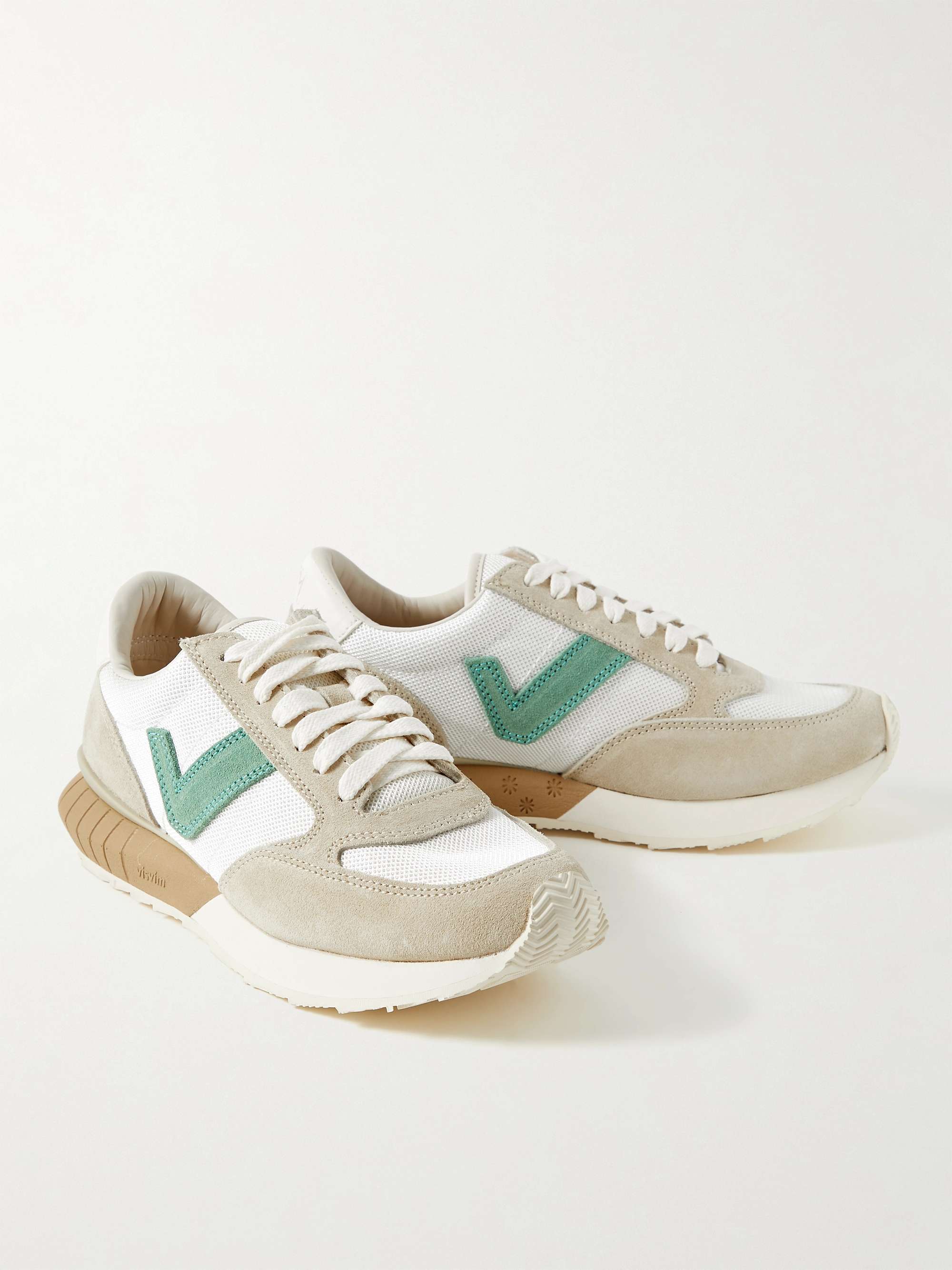 VISVIM Dunand Suede and Leather-Trimmed Mesh Sneakers
