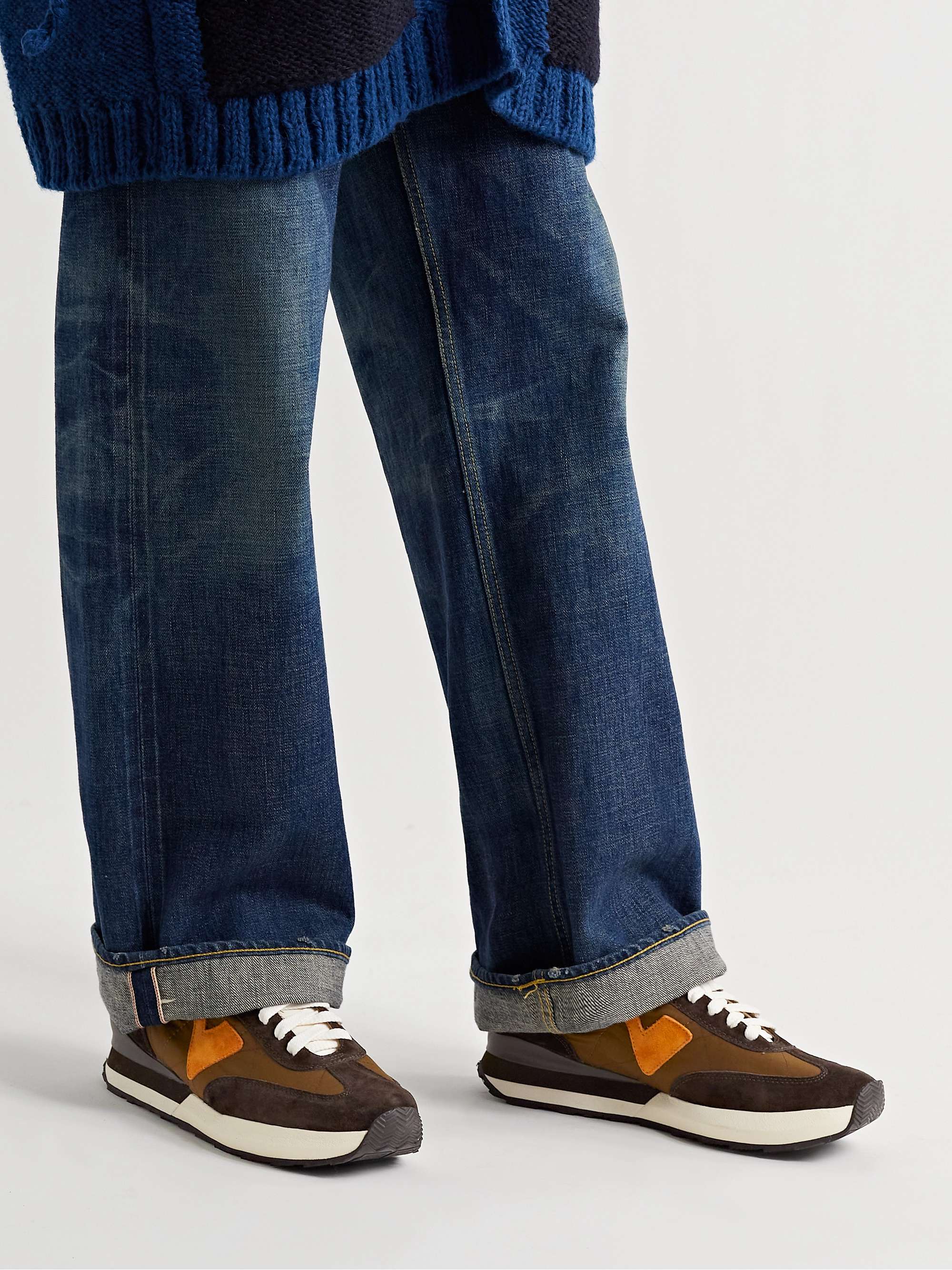 VISVIM FKT Runner Suede and Leather-Trimmed Nylon-Blend Sneakers