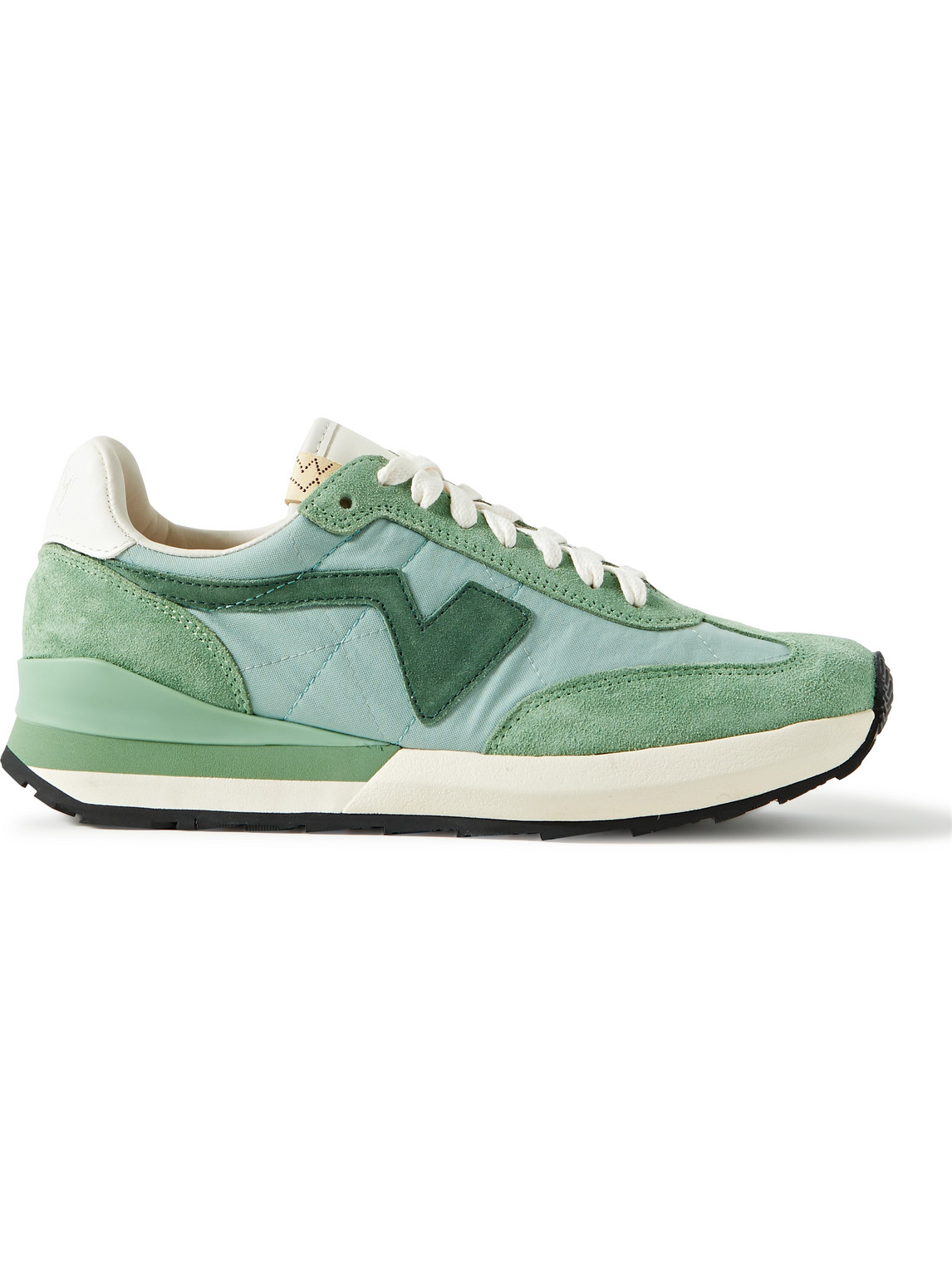 VISVIM FKT RUNNER SUEDE AND LEATHER-TRIMMED NYLON-BLEND trainers