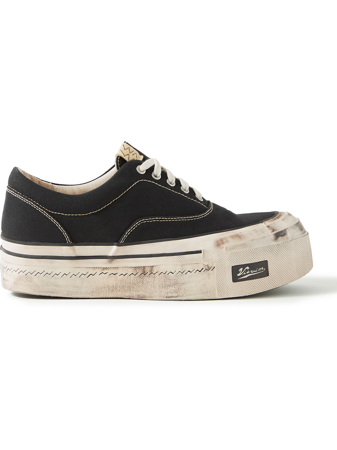 VISVIM LOGAN DECK II G.PATTEN DISTRESSED CANVAS SNEAKERS