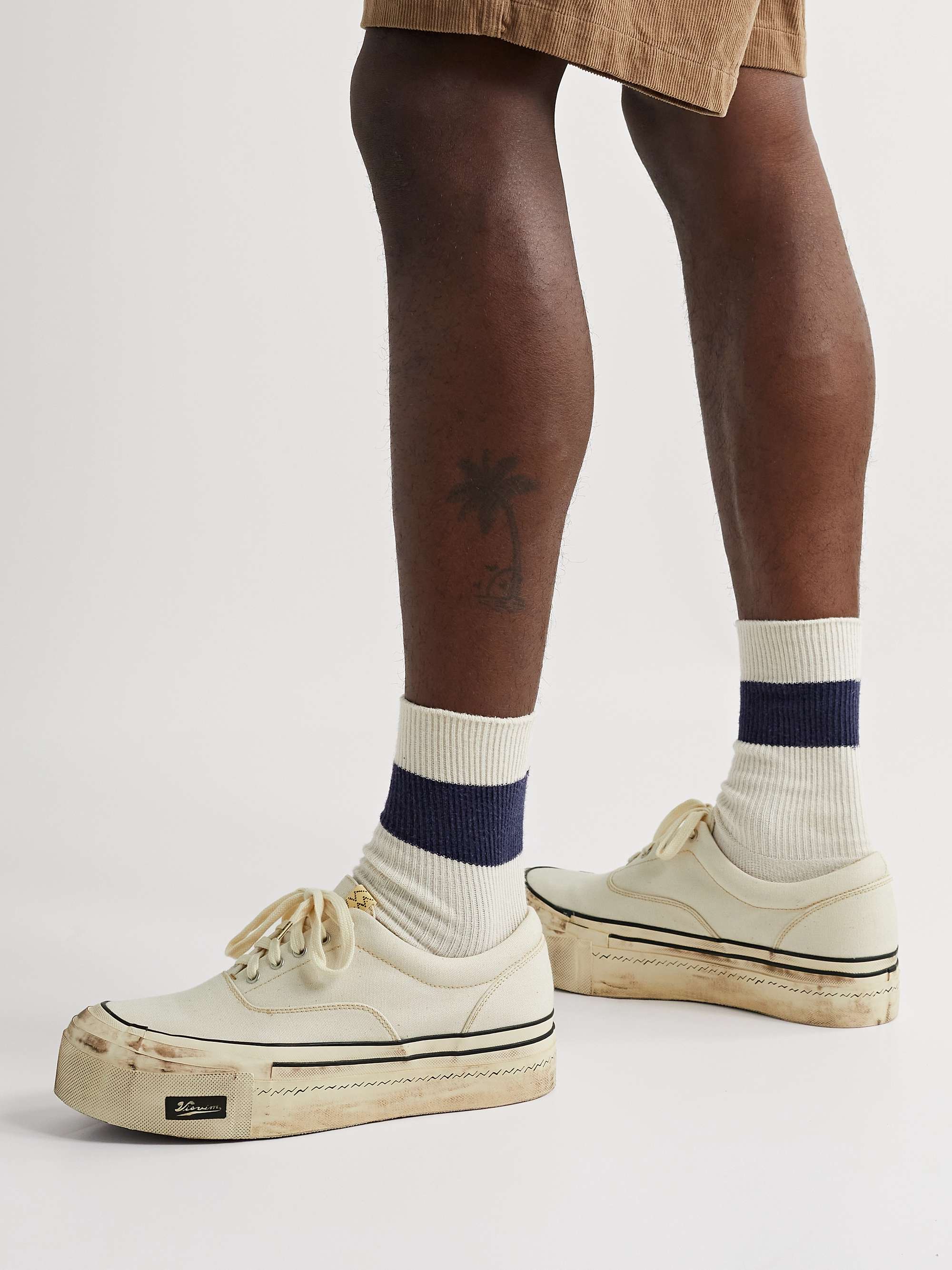VISVIM Logan Deck II G.Patten Distressed Canvas Sneakers