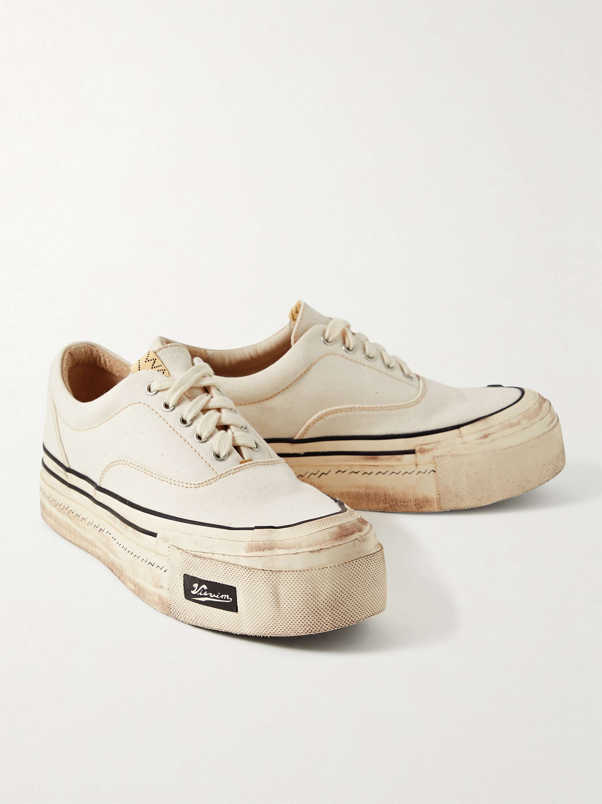 VISVIM Logan Deck II G.Patten Distressed Canvas Sneakers