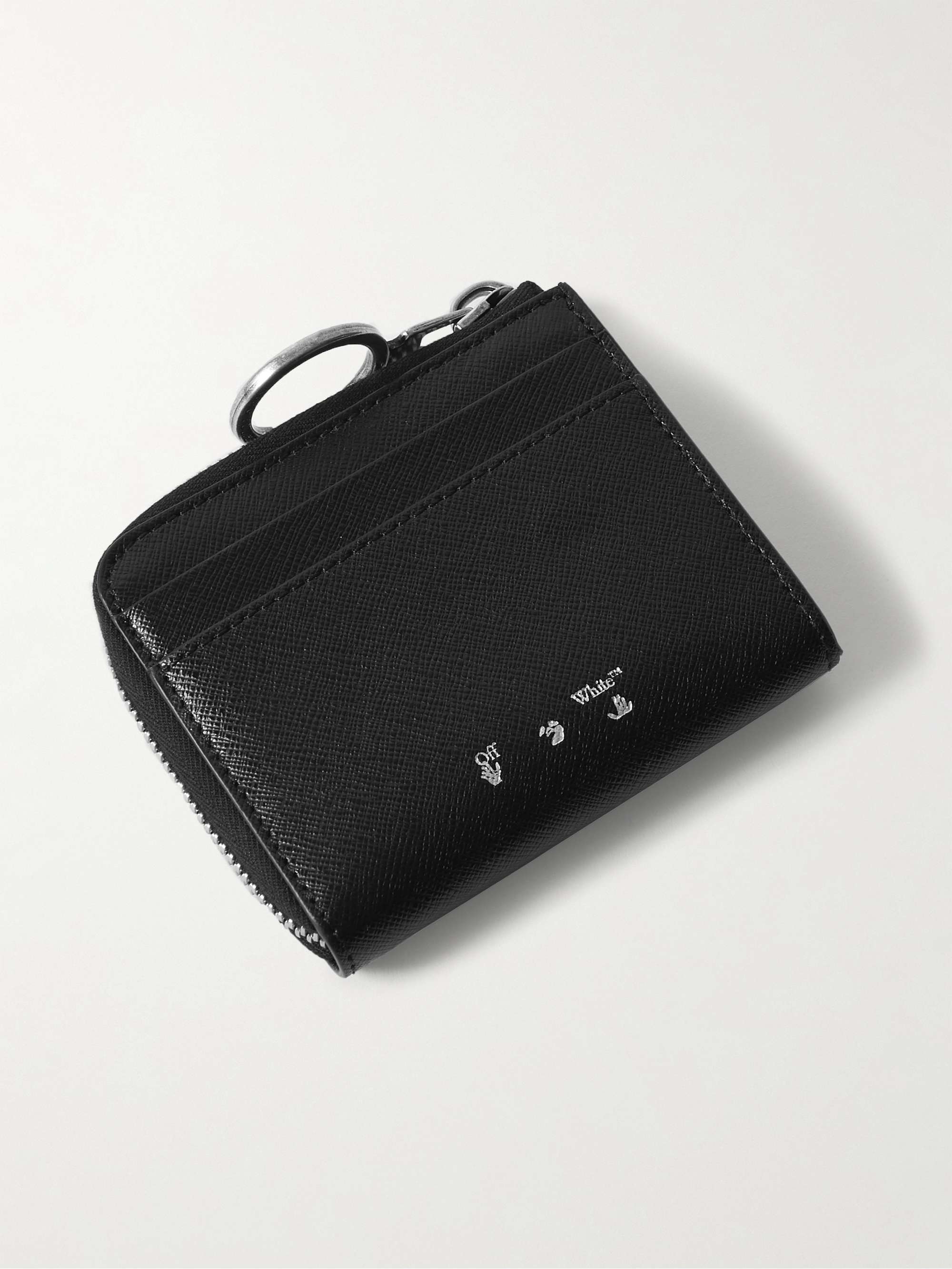 OFF-WHITE Embossed Cross-Grain Leather Zip-Around Wallet
