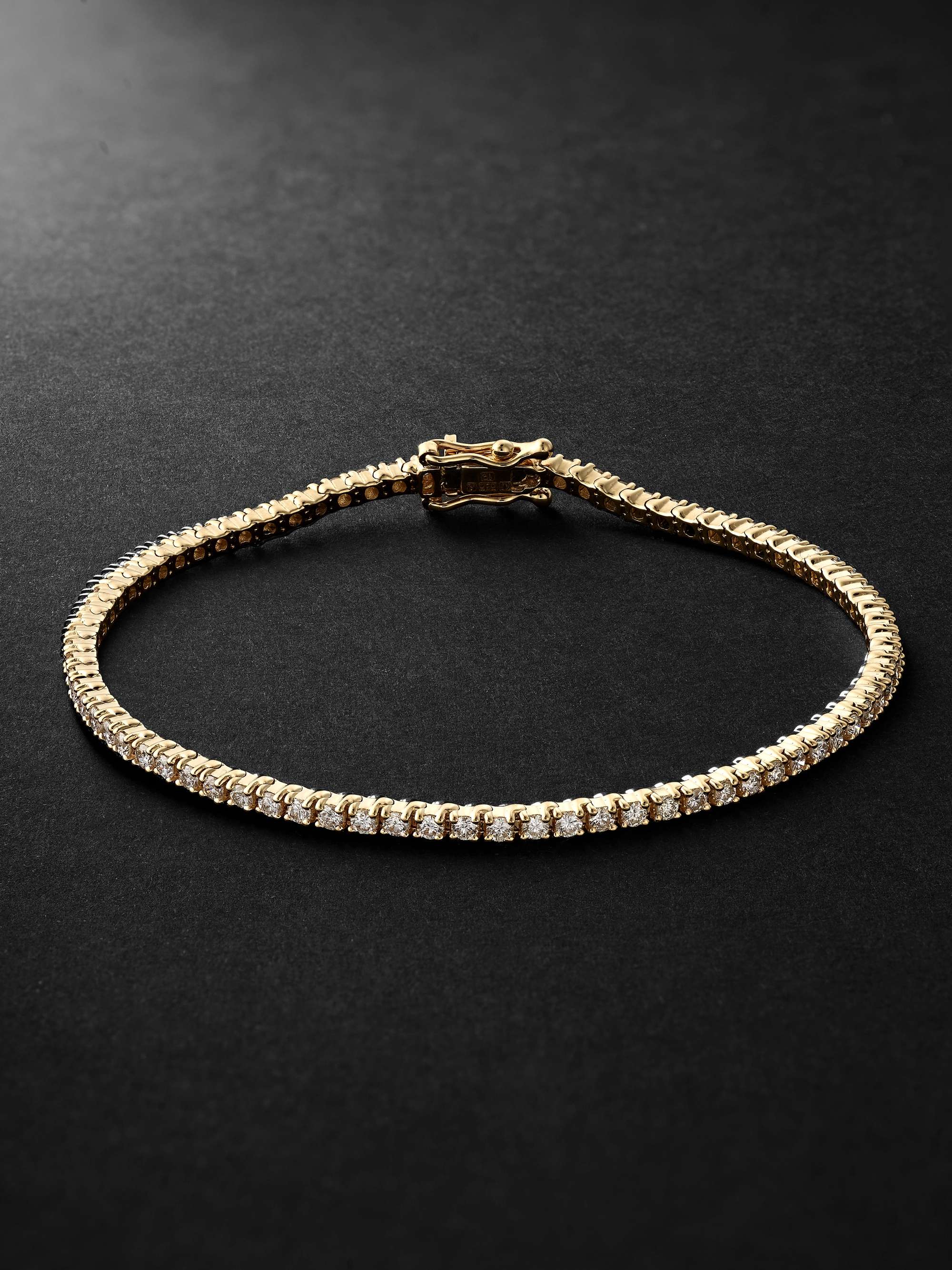 KOLOURS Jewelry Spectra Gold Diamond Tennis Bracelet - Men - Gold Bracelets - XXL