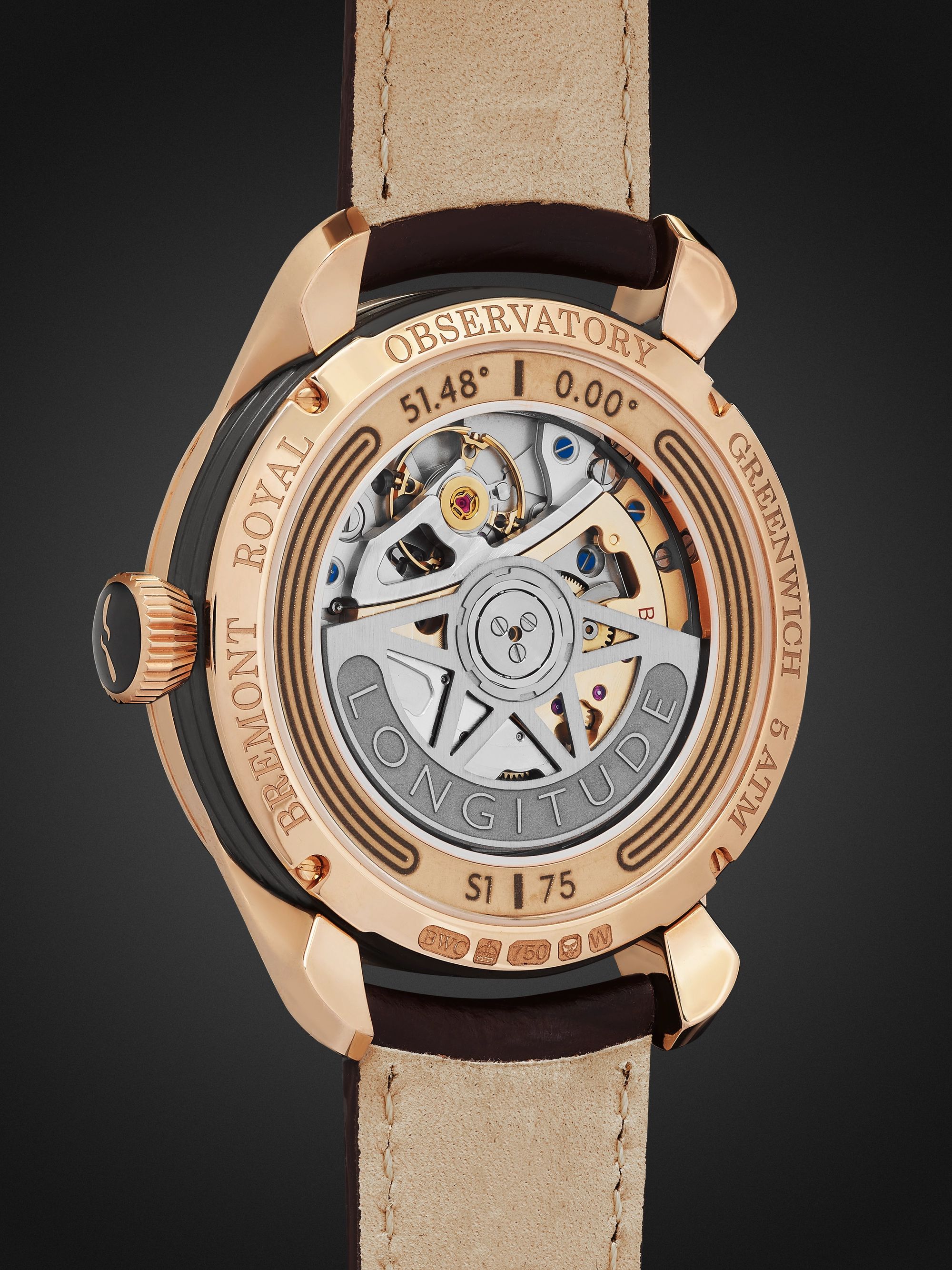 BREMONT Longitude Limited Edition Automatic 40mm 18-Karat Rose Gold and Croc-Effect Leather Watch, Ref. No. LONGITUDE-RG