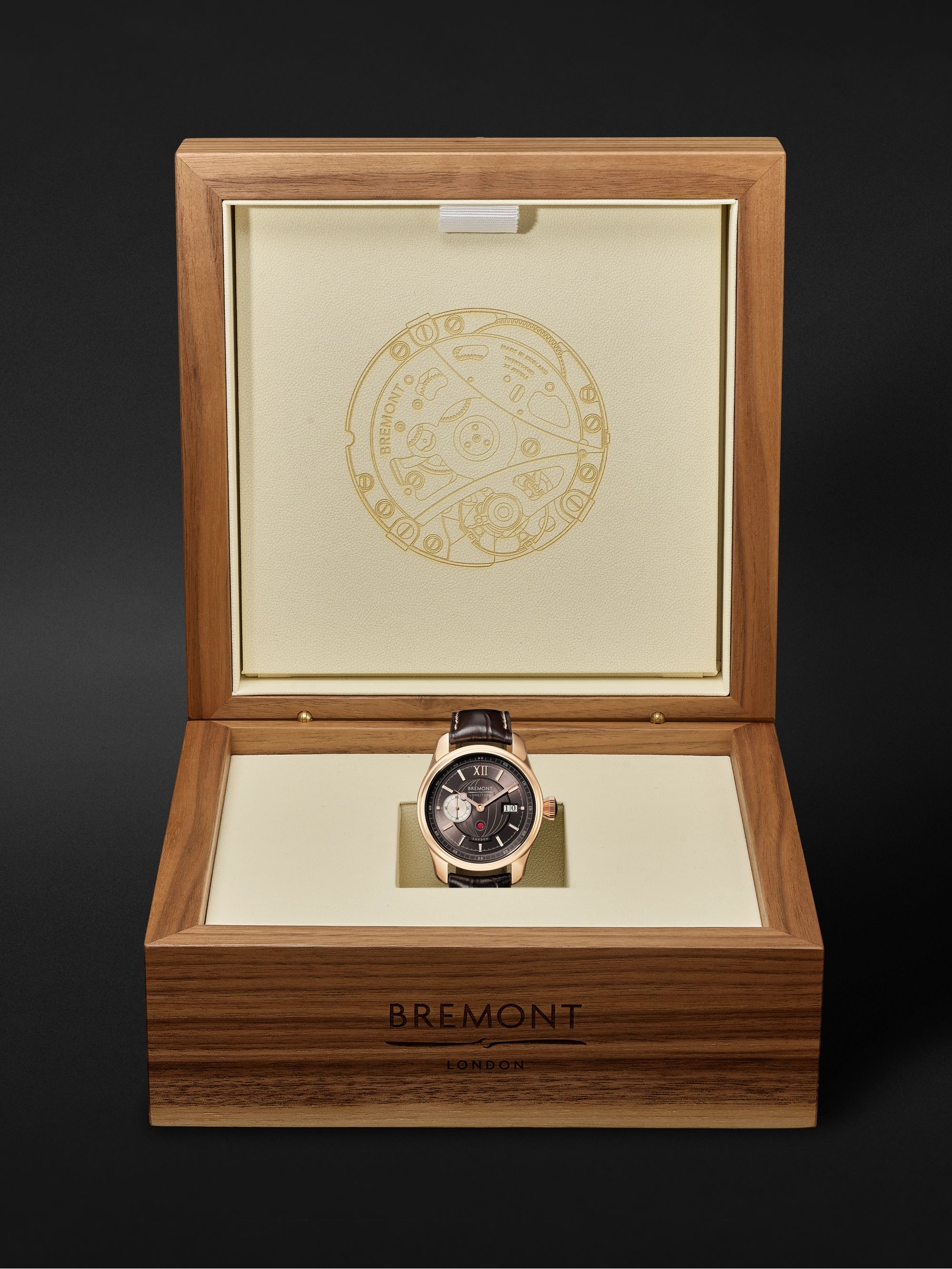 BREMONT Longitude Limited Edition Automatic 40mm 18-Karat Rose Gold and Croc-Effect Leather Watch, Ref. No. LONGITUDE-RG