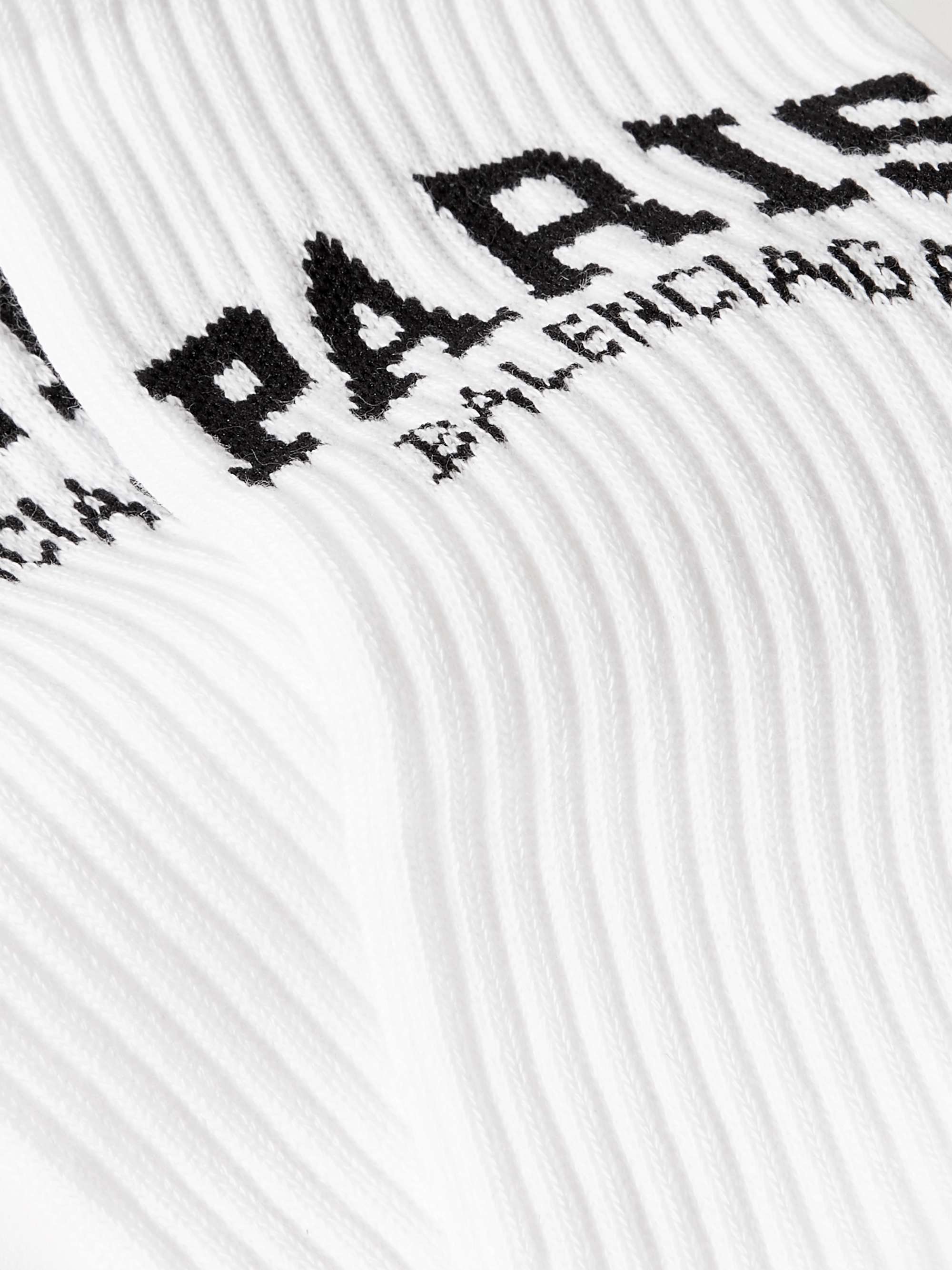 BALENCIAGA Cities Logo-Jacquard Ribbed Cotton-Blend Socks