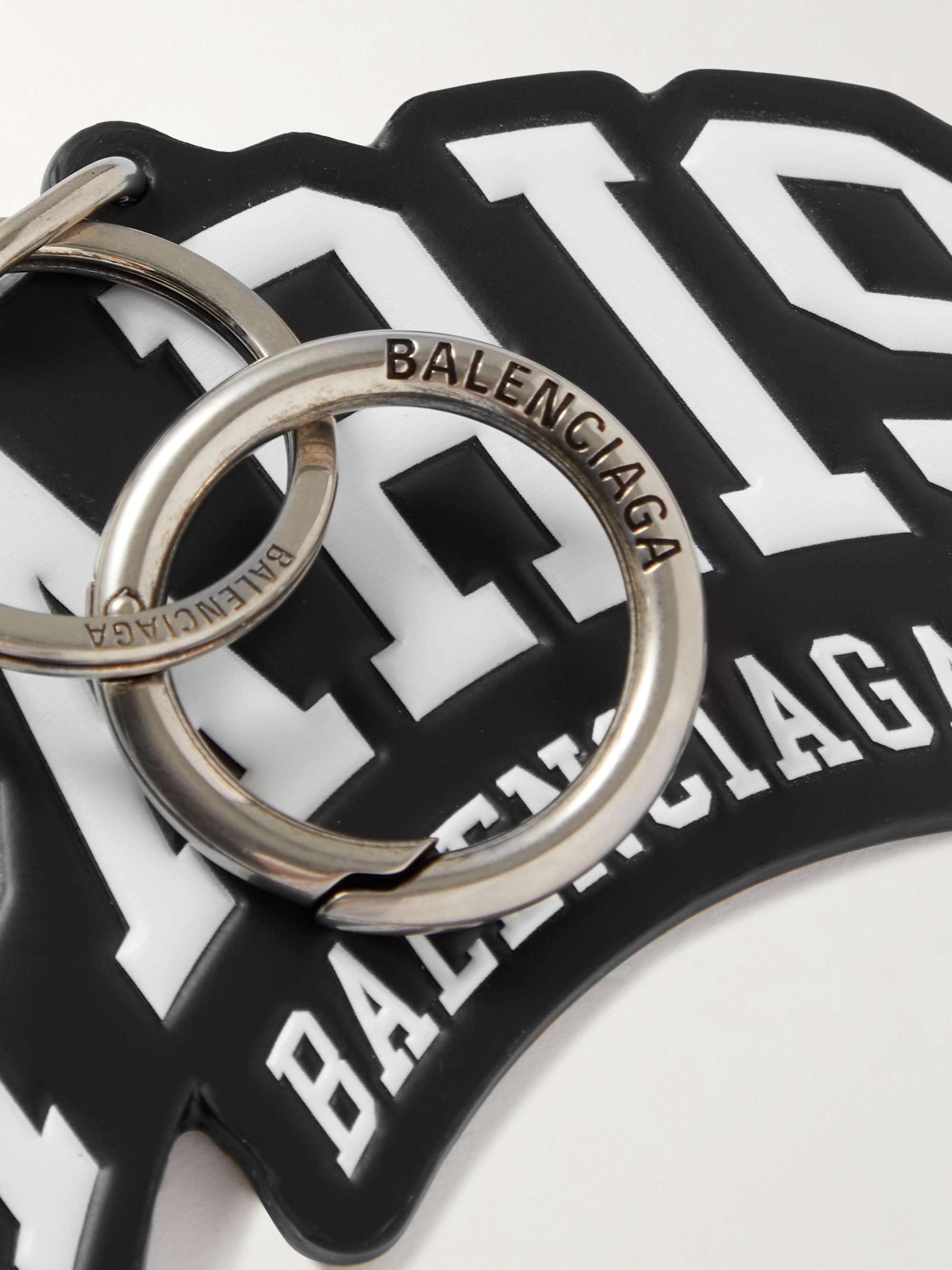 BALENCIAGA Logo-Embossed Leather Key Ring