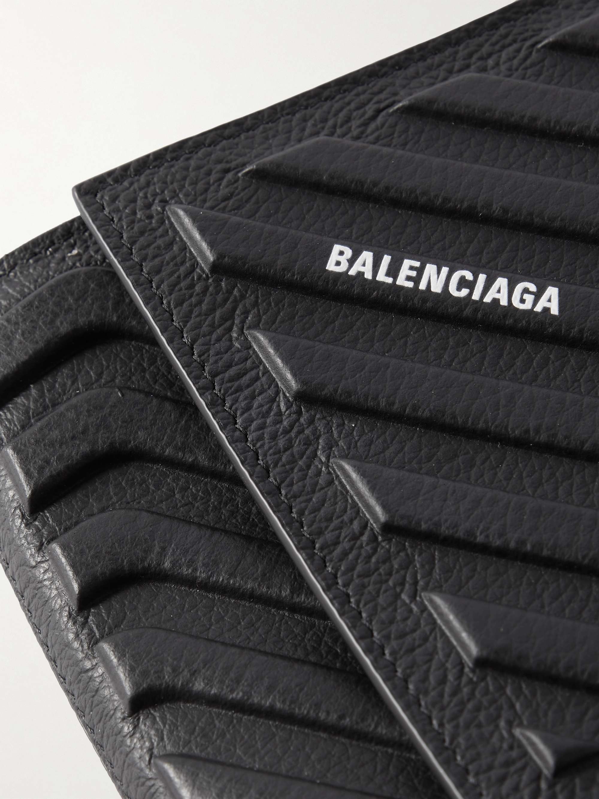 BALENCIAGA Logo-Print Embossed Full-Grain Leather Messenger Bag