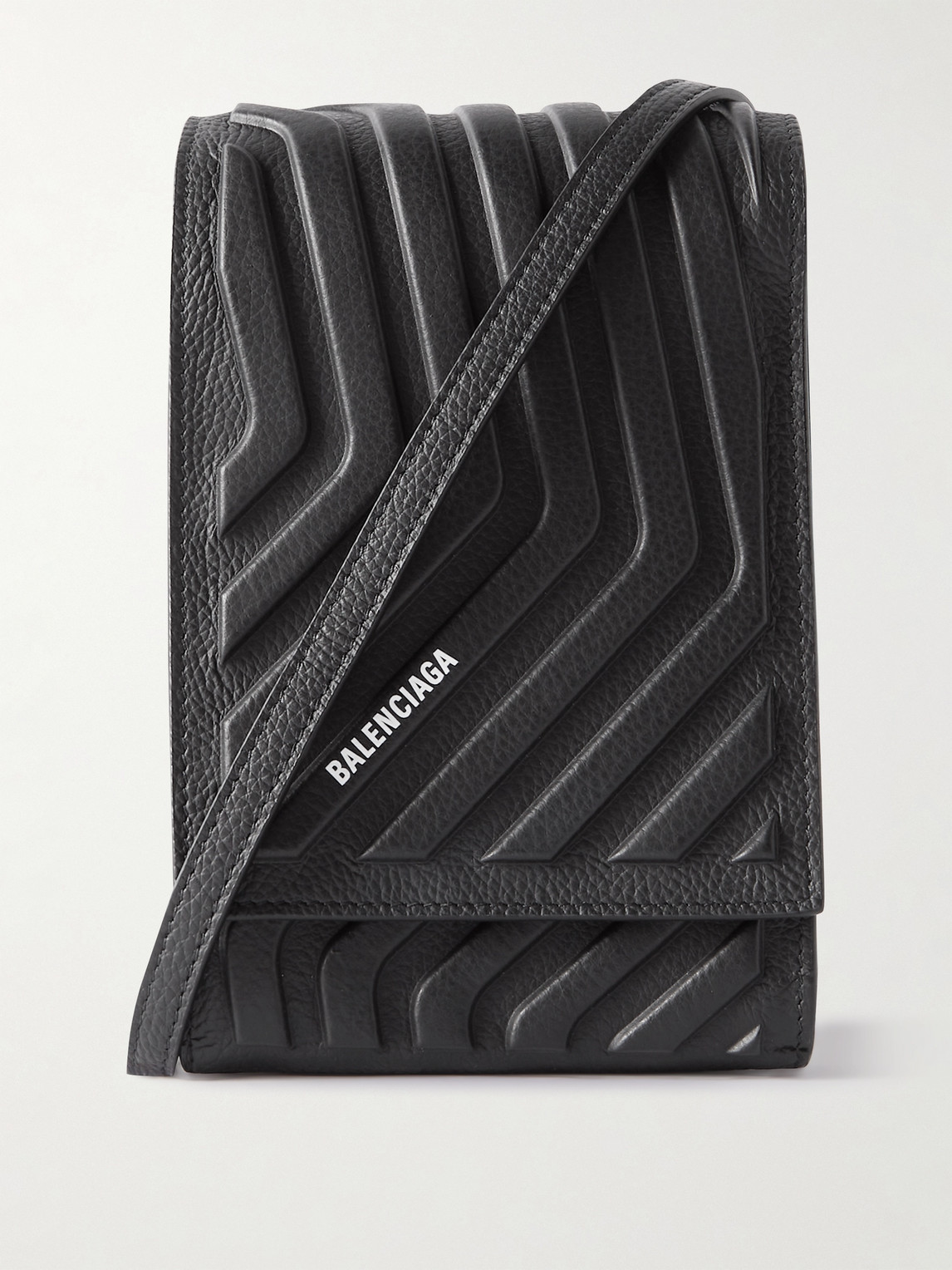 Balenciaga Logo-Print Embossed Full-Grain Leather Messenger Bag - Men