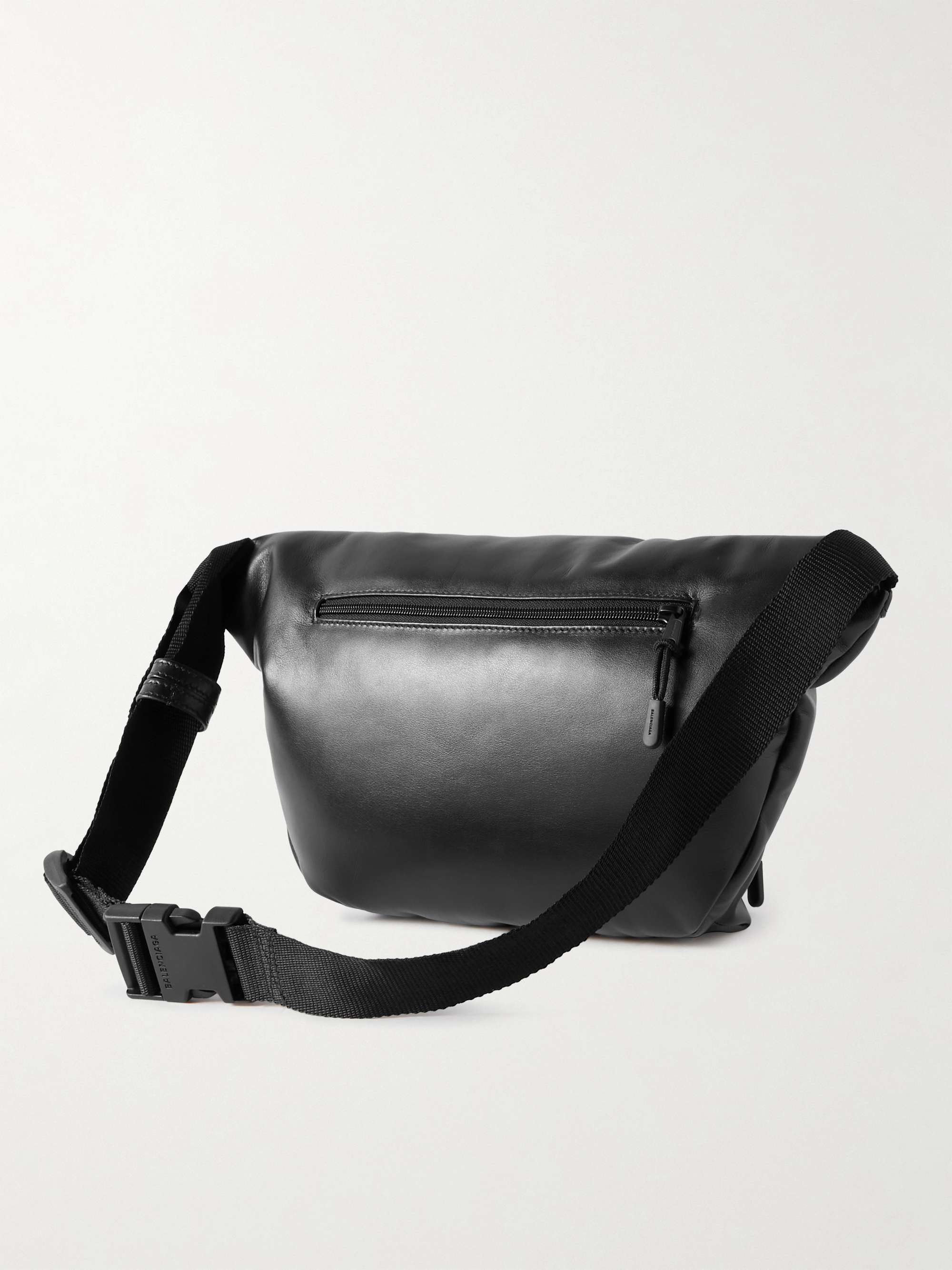 BALENCIAGA Puffy Padded Logo-Print Leather Belt Bag