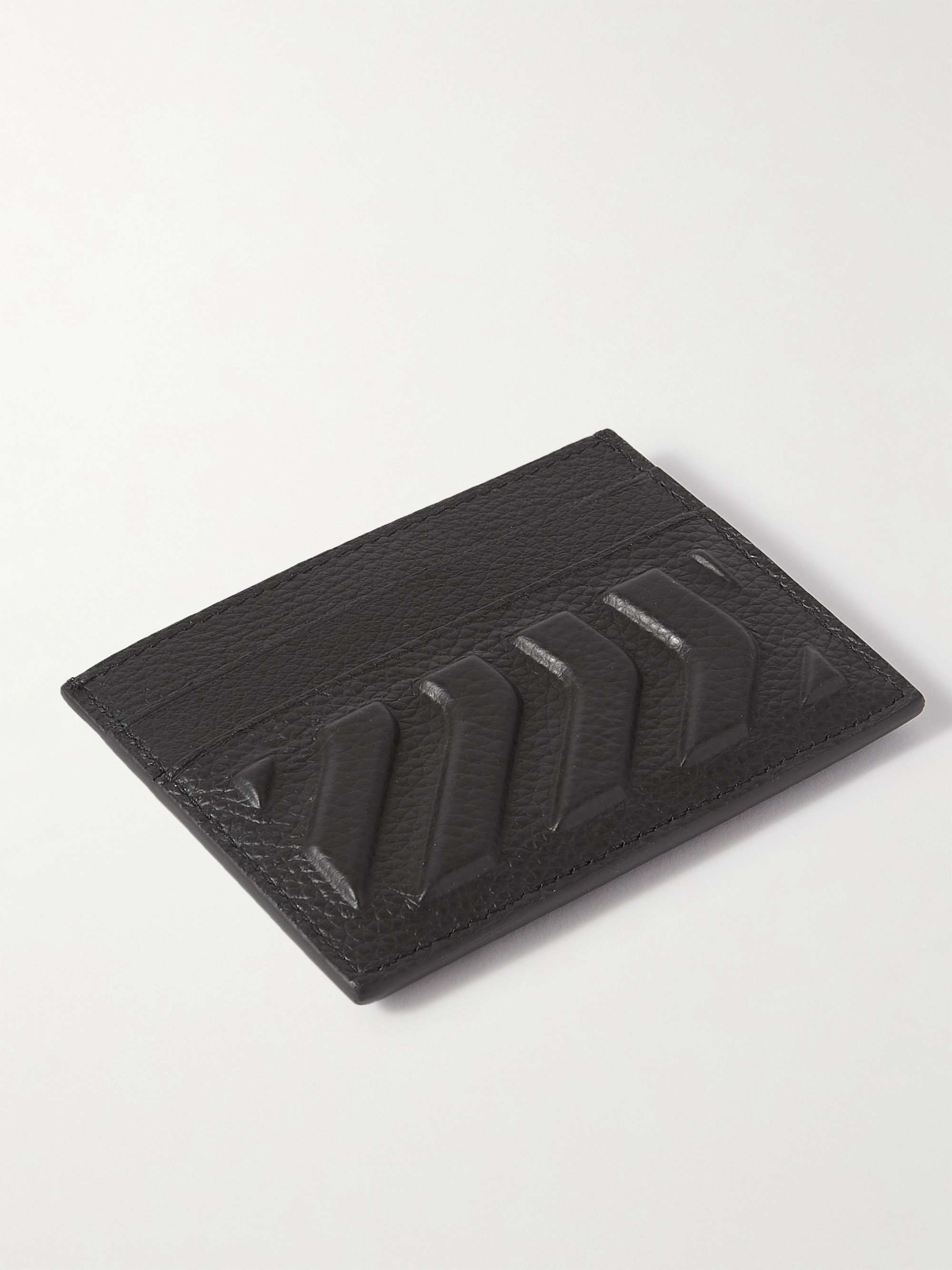 BALENCIAGA Logo-Print Embossed Metallic Full-Grain Leather Cardholder