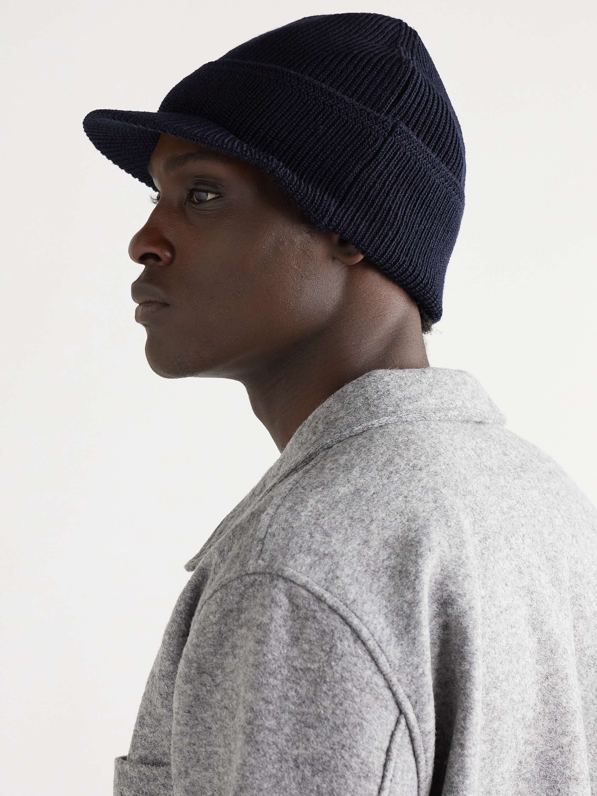 VISVIM Sport Ribbed Wool-Blend Brimmed Beanie