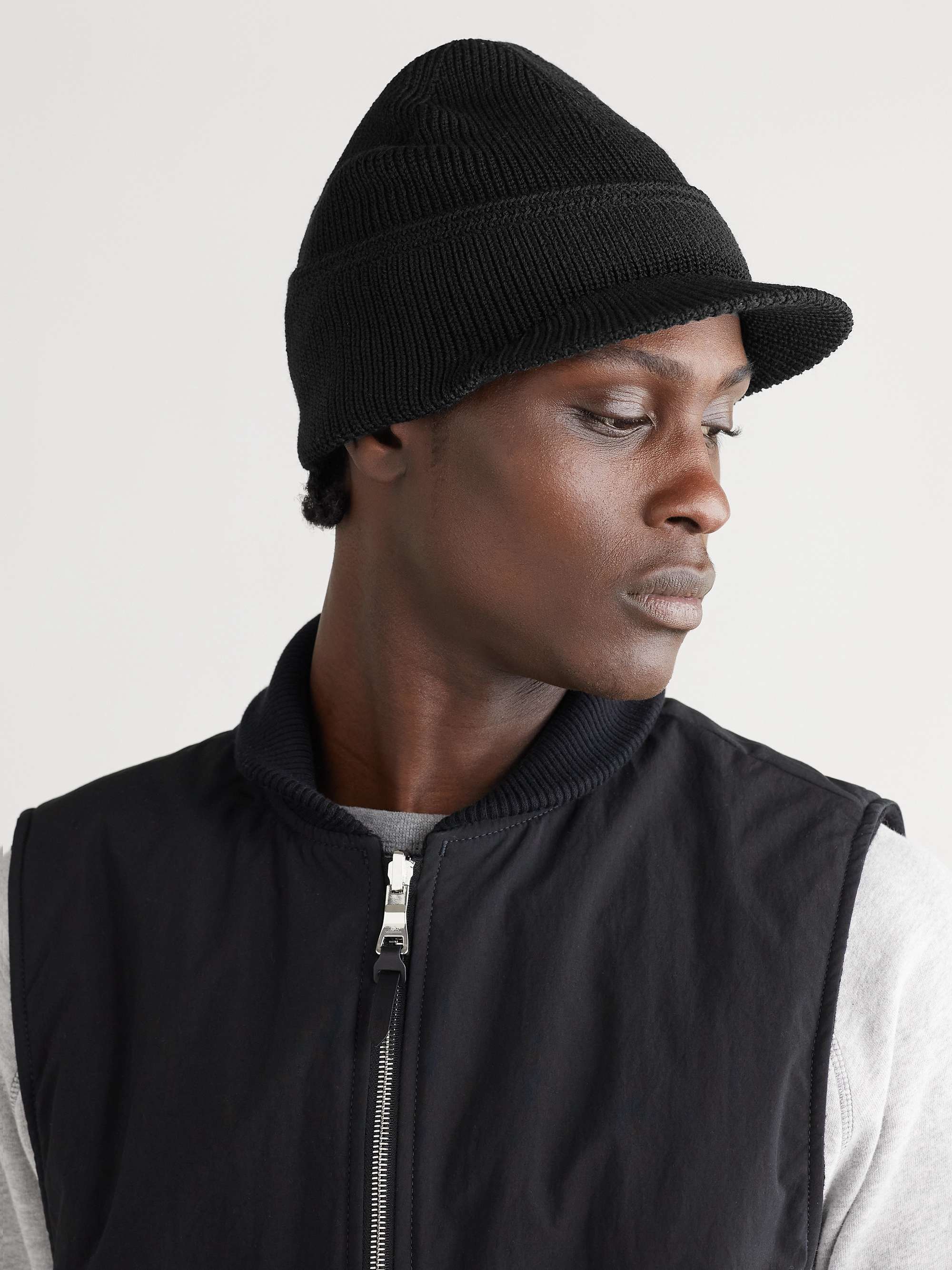 VISVIM Sport Ribbed Wool-Blend Brimmed Beanie