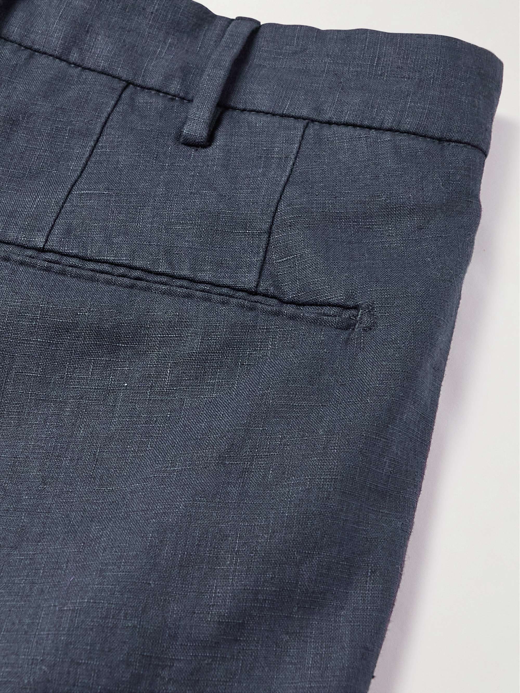 INCOTEX Slim-Fit Straight-Leg Linen Trousers