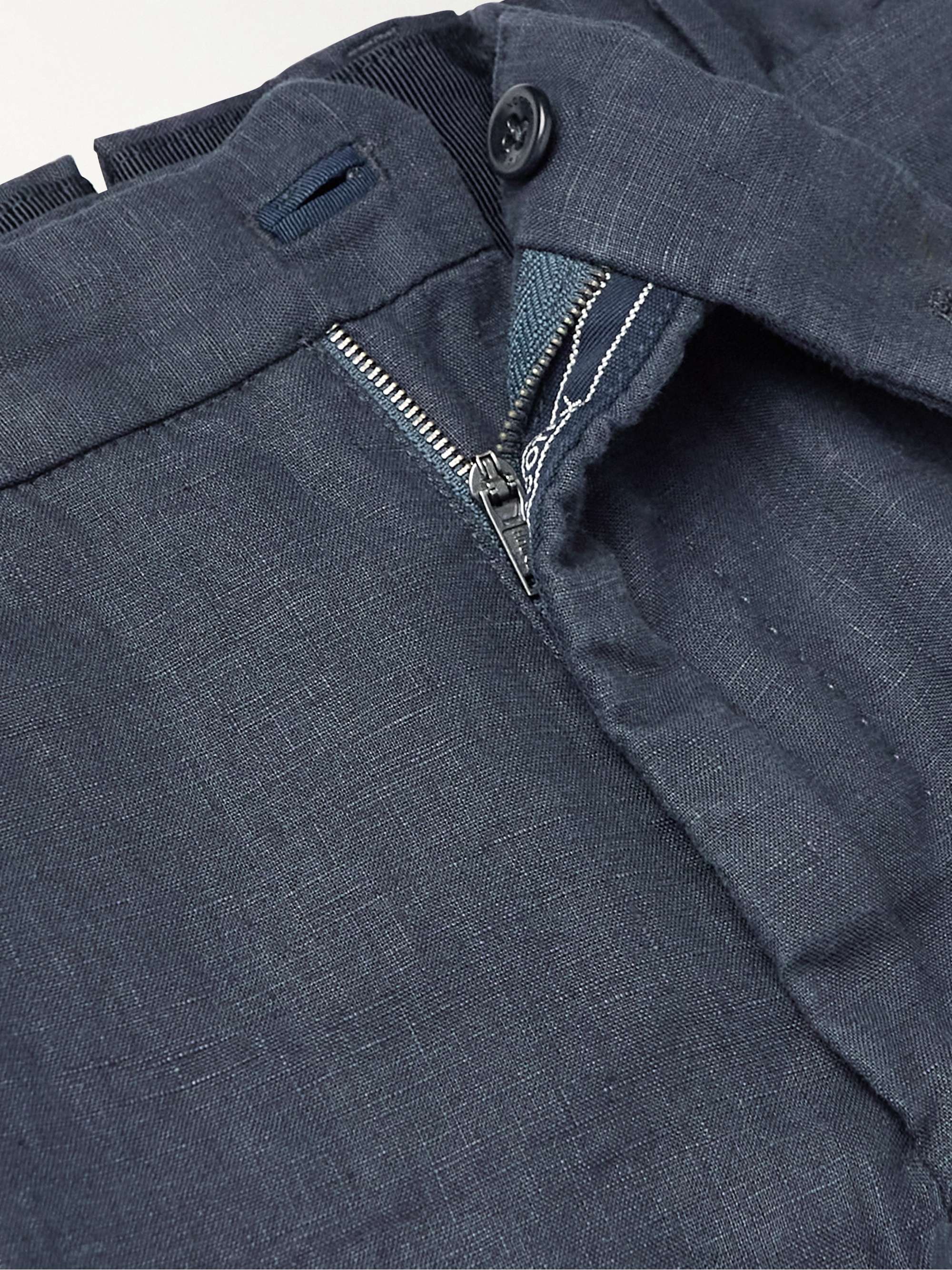 INCOTEX Slim-Fit Straight-Leg Linen Trousers