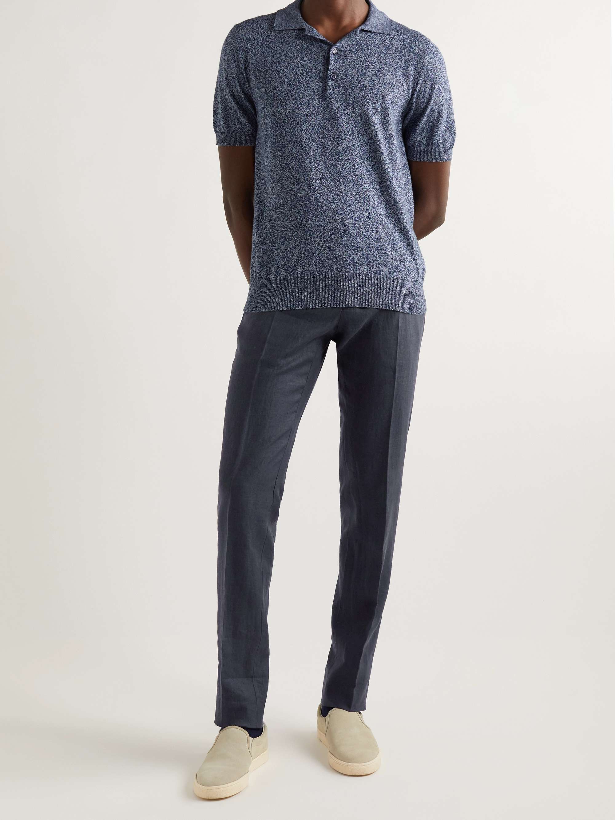 INCOTEX Slim-Fit Straight-Leg Linen Trousers