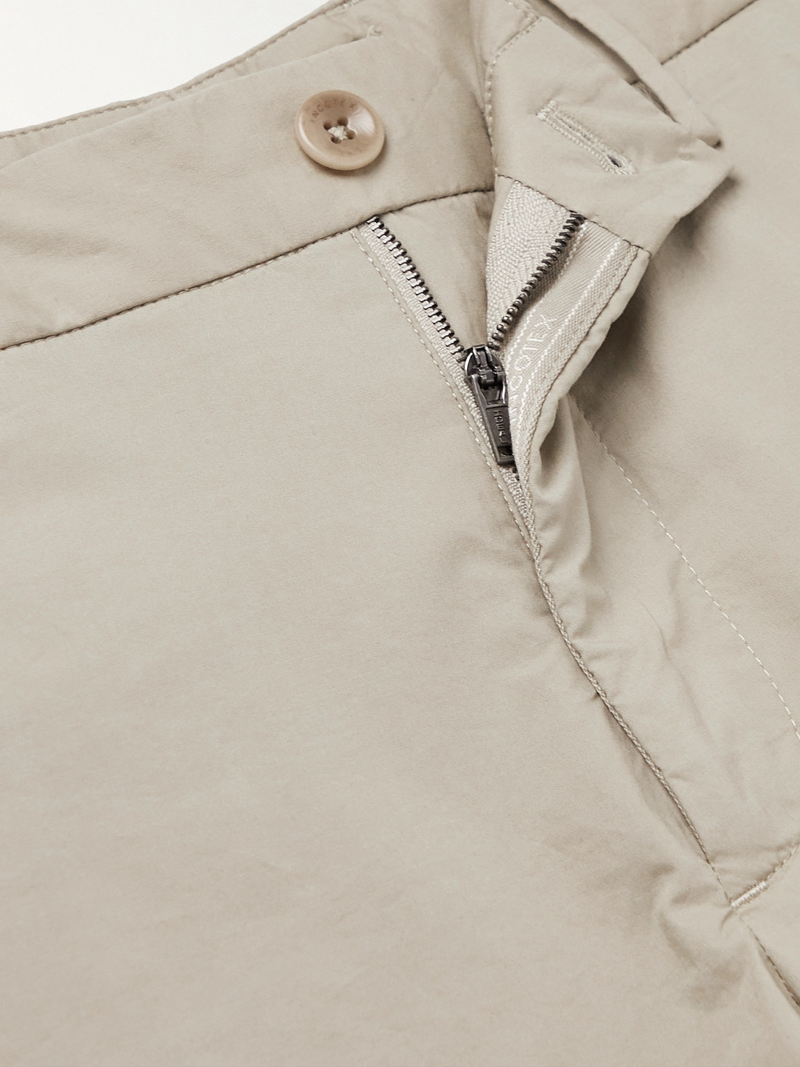 Shop Incotex Slim-fit Stretch-cotton Poplin Bermuda Shorts In Neutrals