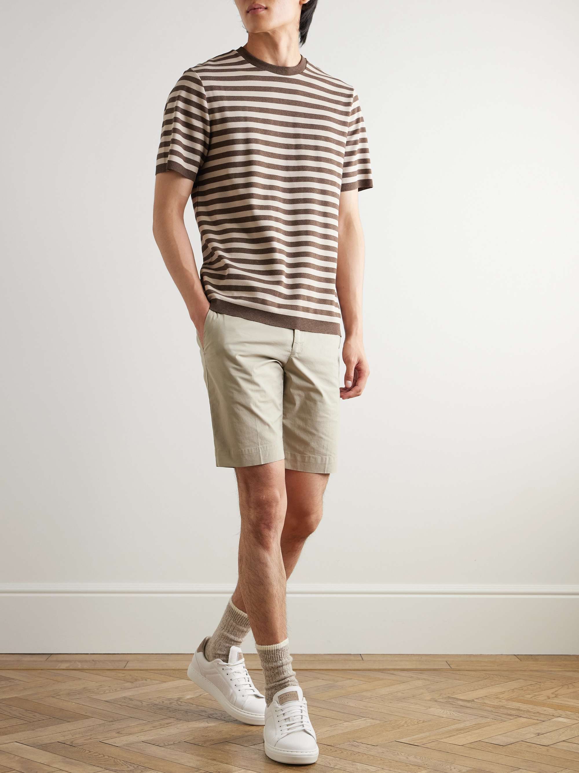 INCOTEX Slim-Fit Stretch-Cotton Poplin Bermuda Shorts