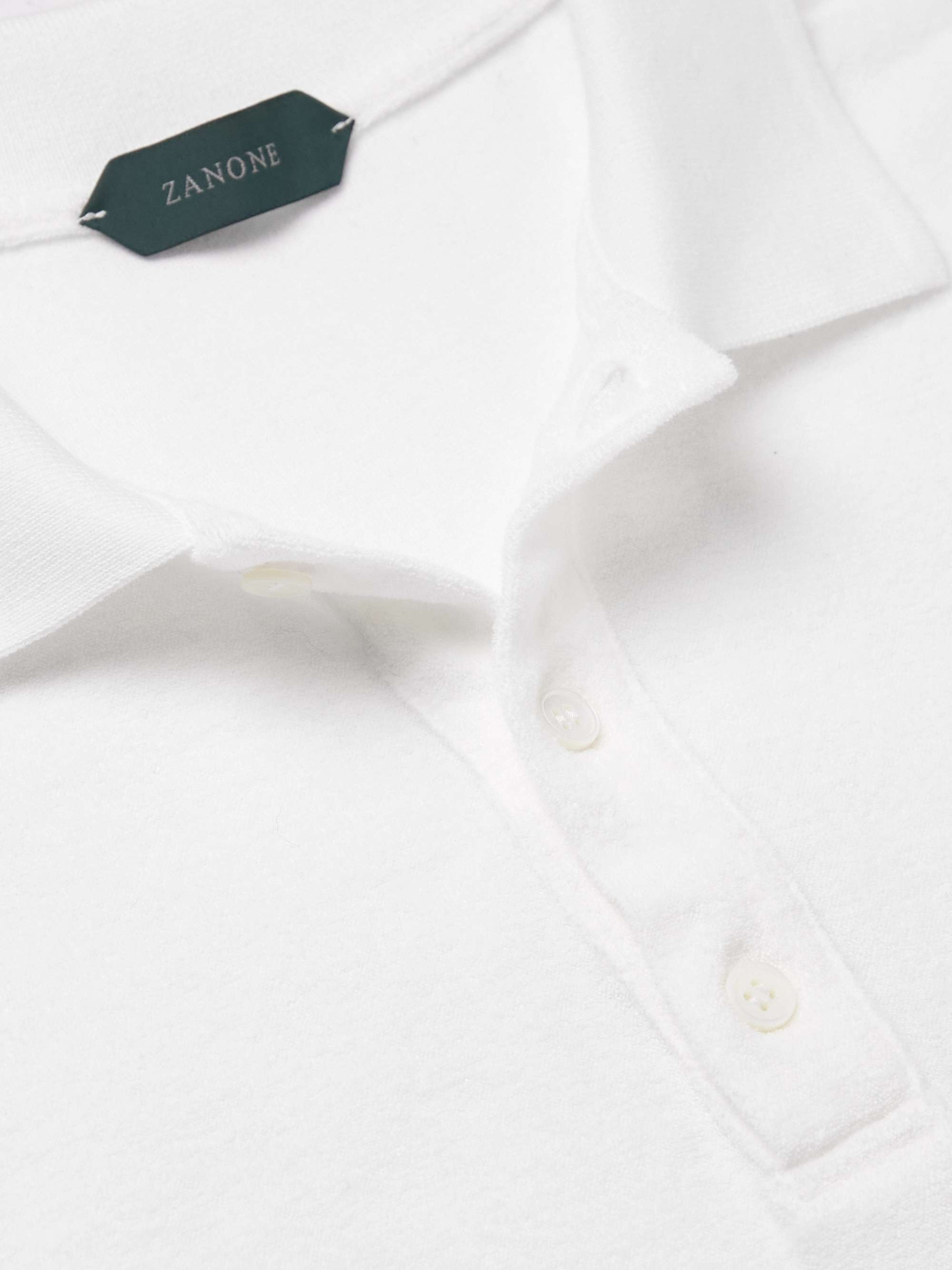 INCOTEX Garment-Dyed Cotton-Terry Polo Shirt