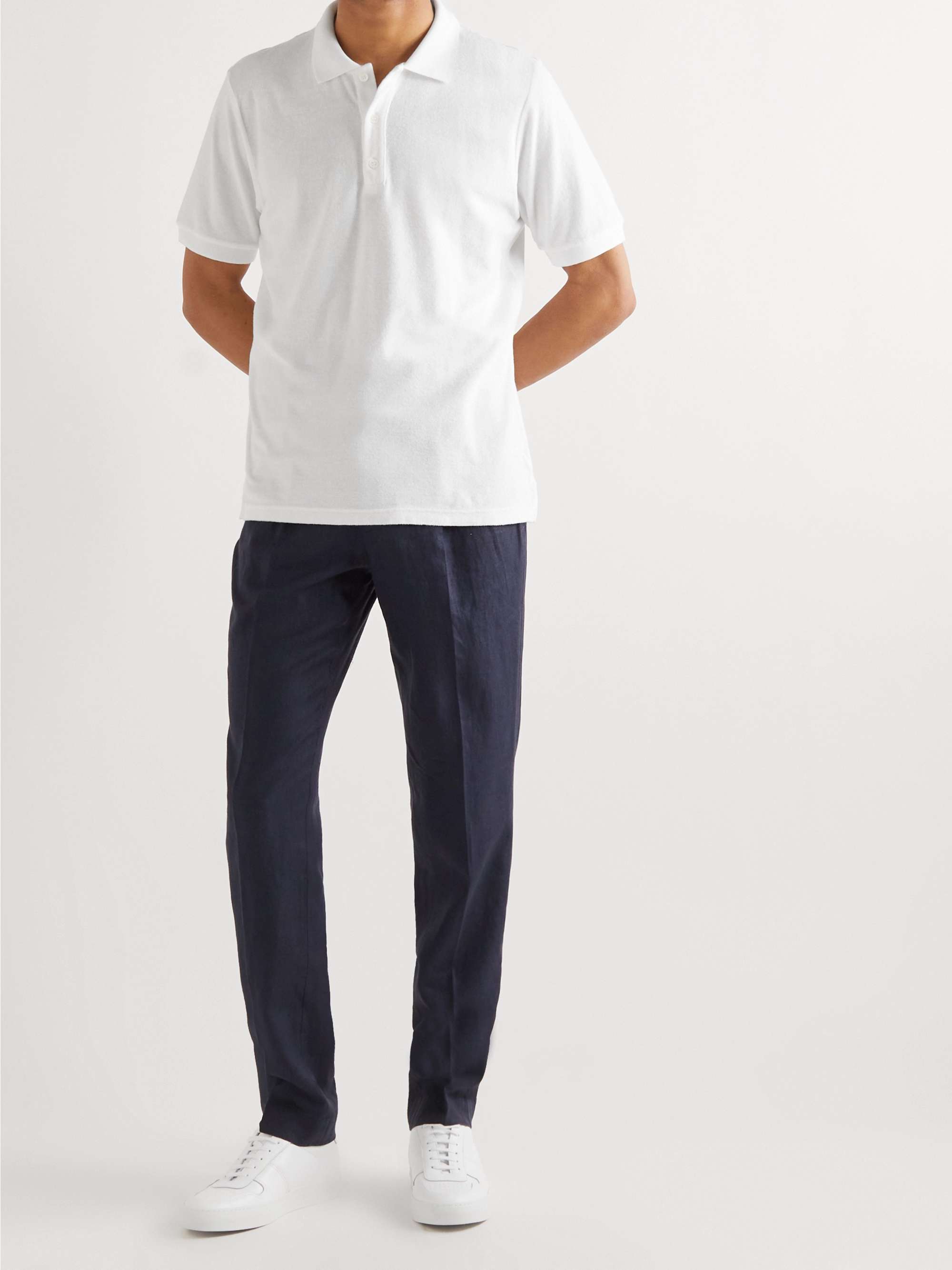 INCOTEX Garment-Dyed Cotton-Terry Polo Shirt