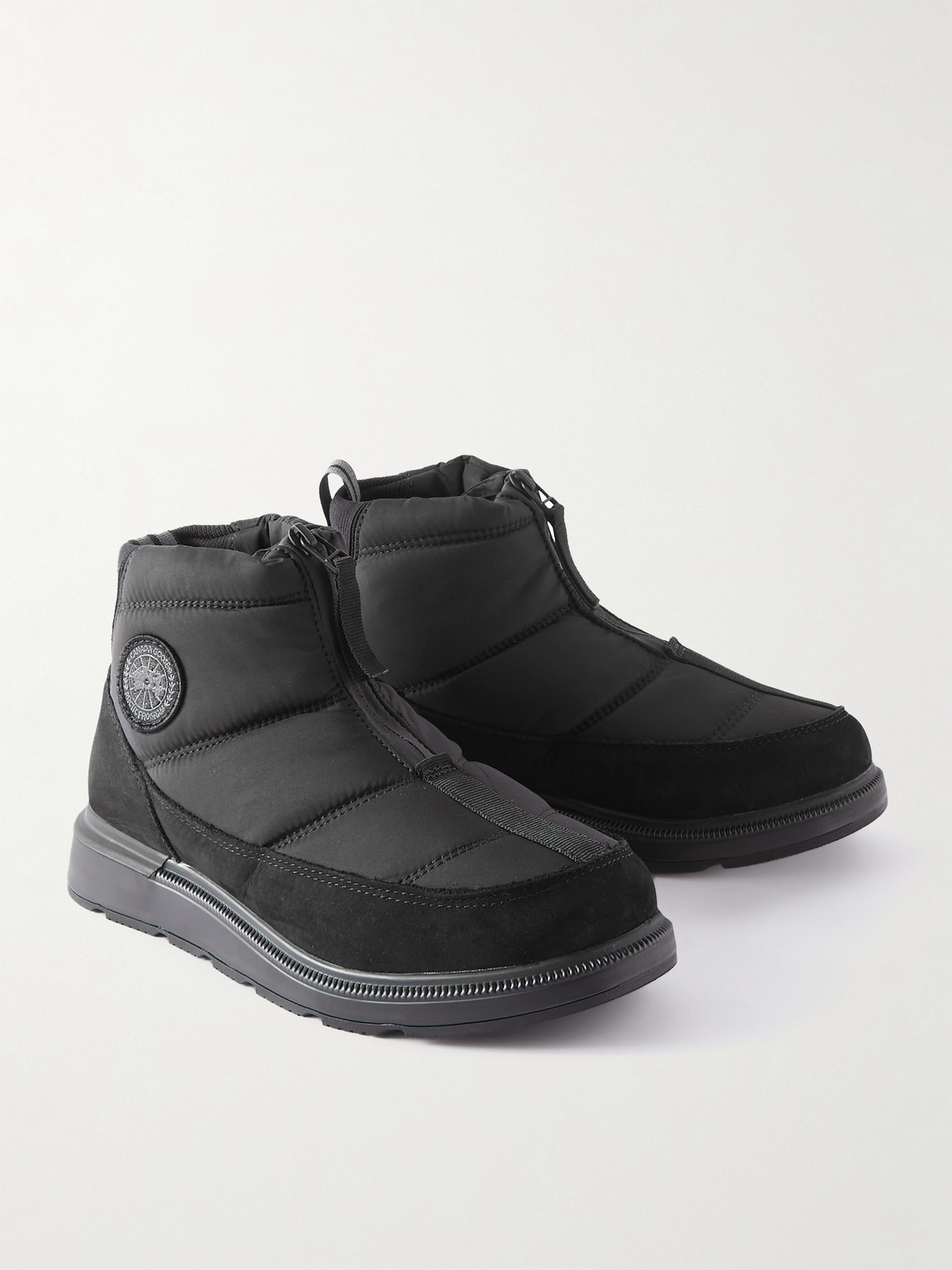 Shop Canada Goose Crofton Suede-trimmed Quilted Ripstop Boots In Black