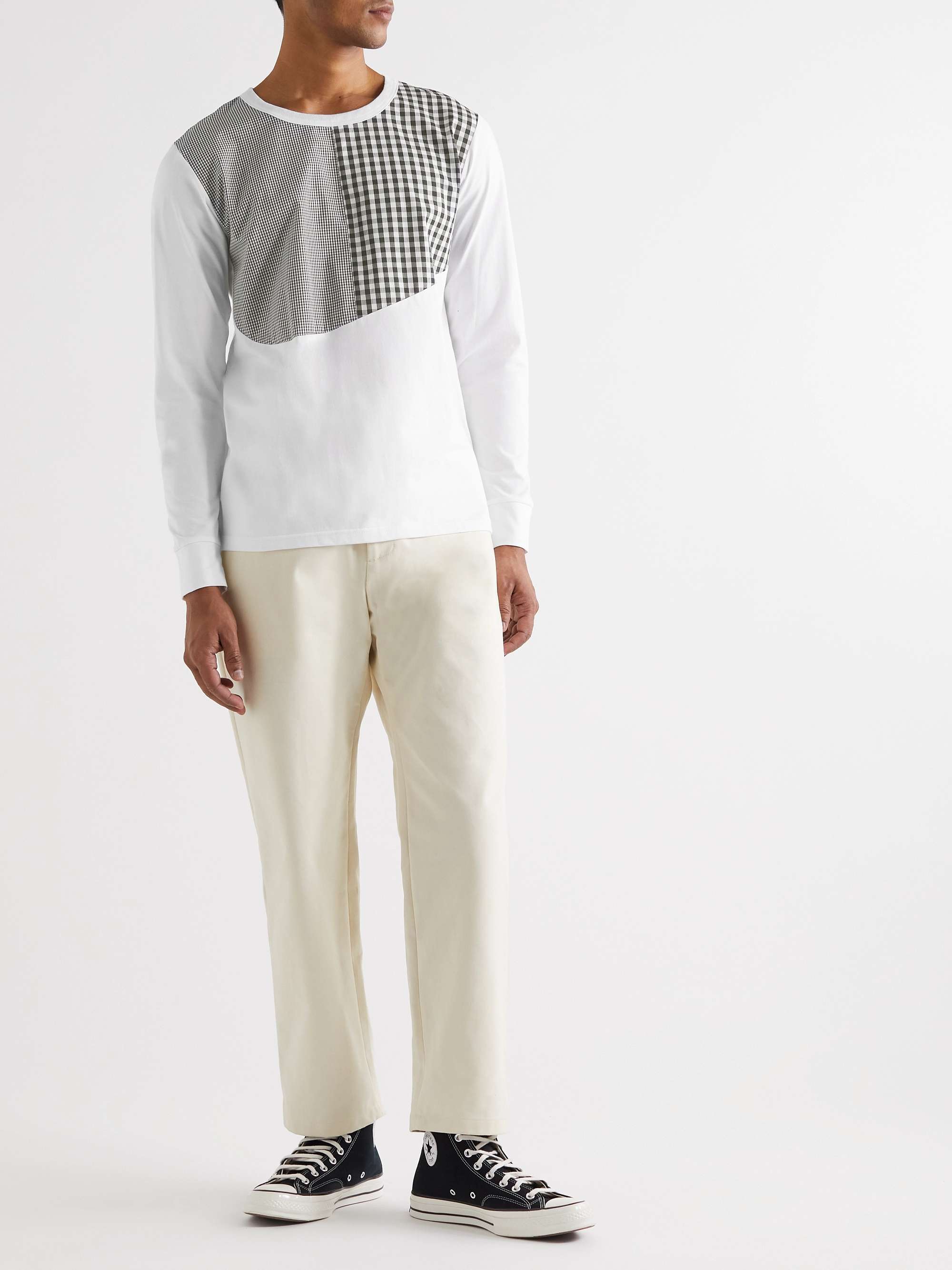 ALOYE Poplin-Panelled Cotton-Jersey T-Shirt