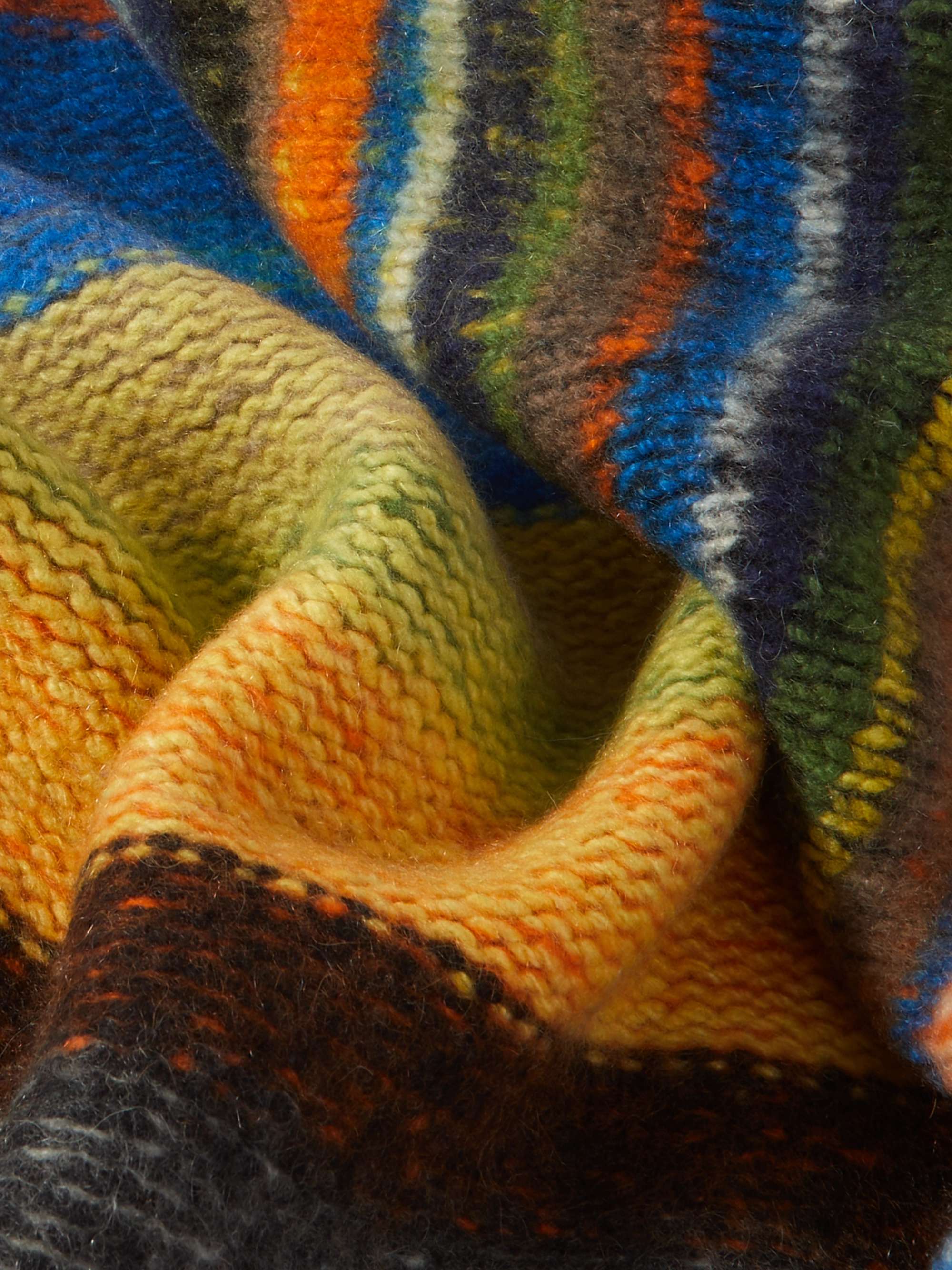 THE ELDER STATESMAN Embroidered Striped Cashmere Blanket