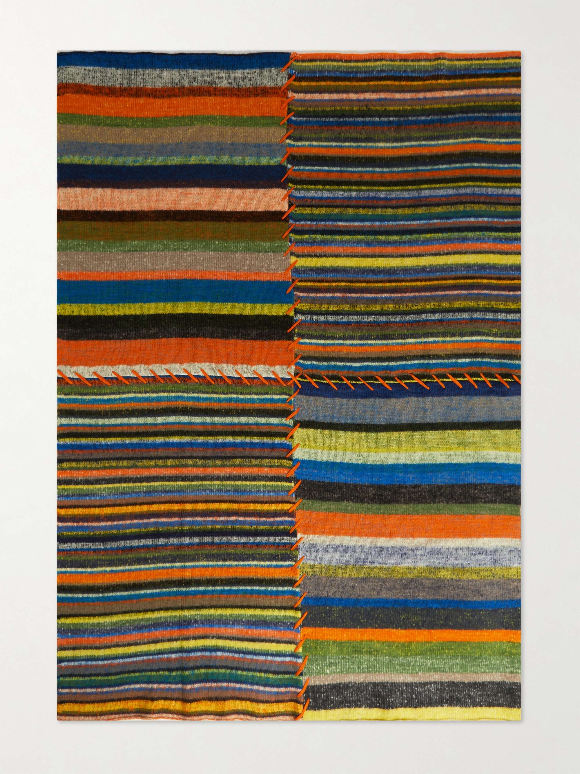 THE ELDER STATESMAN Embroidered Striped Cashmere Blanket