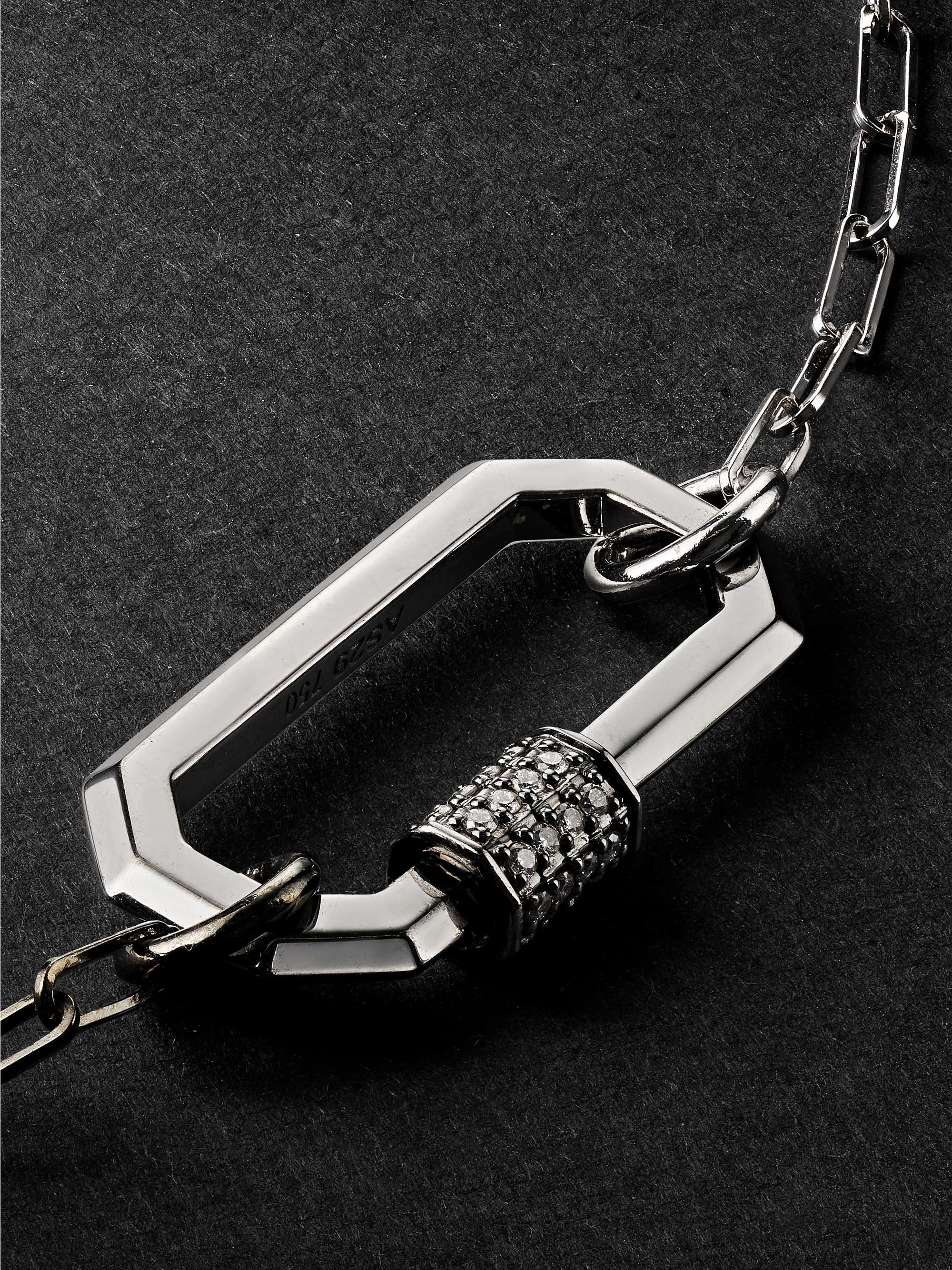 AS29 Lock Medium Blackened and White Gold Diamond Necklace