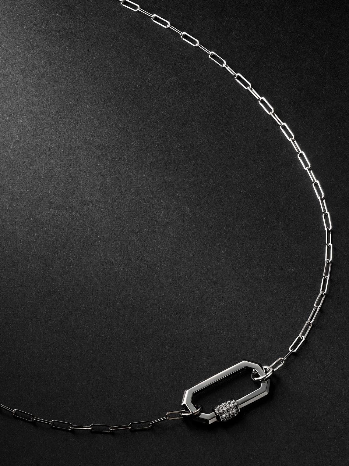 Lock Medium Blackened and White Gold Diamond Necklace