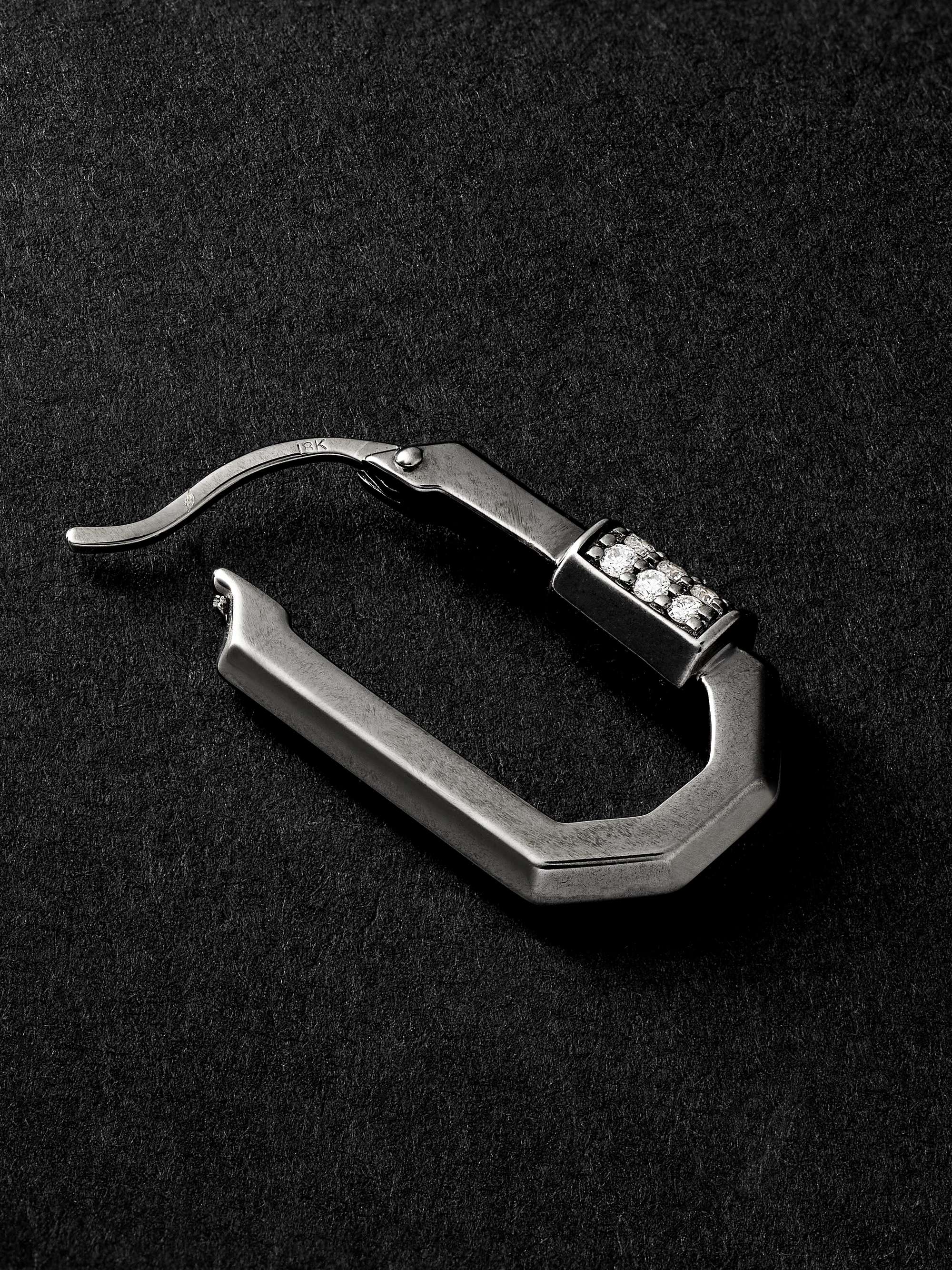AS29 Lock Small Blackened White Gold Diamond Single Earring