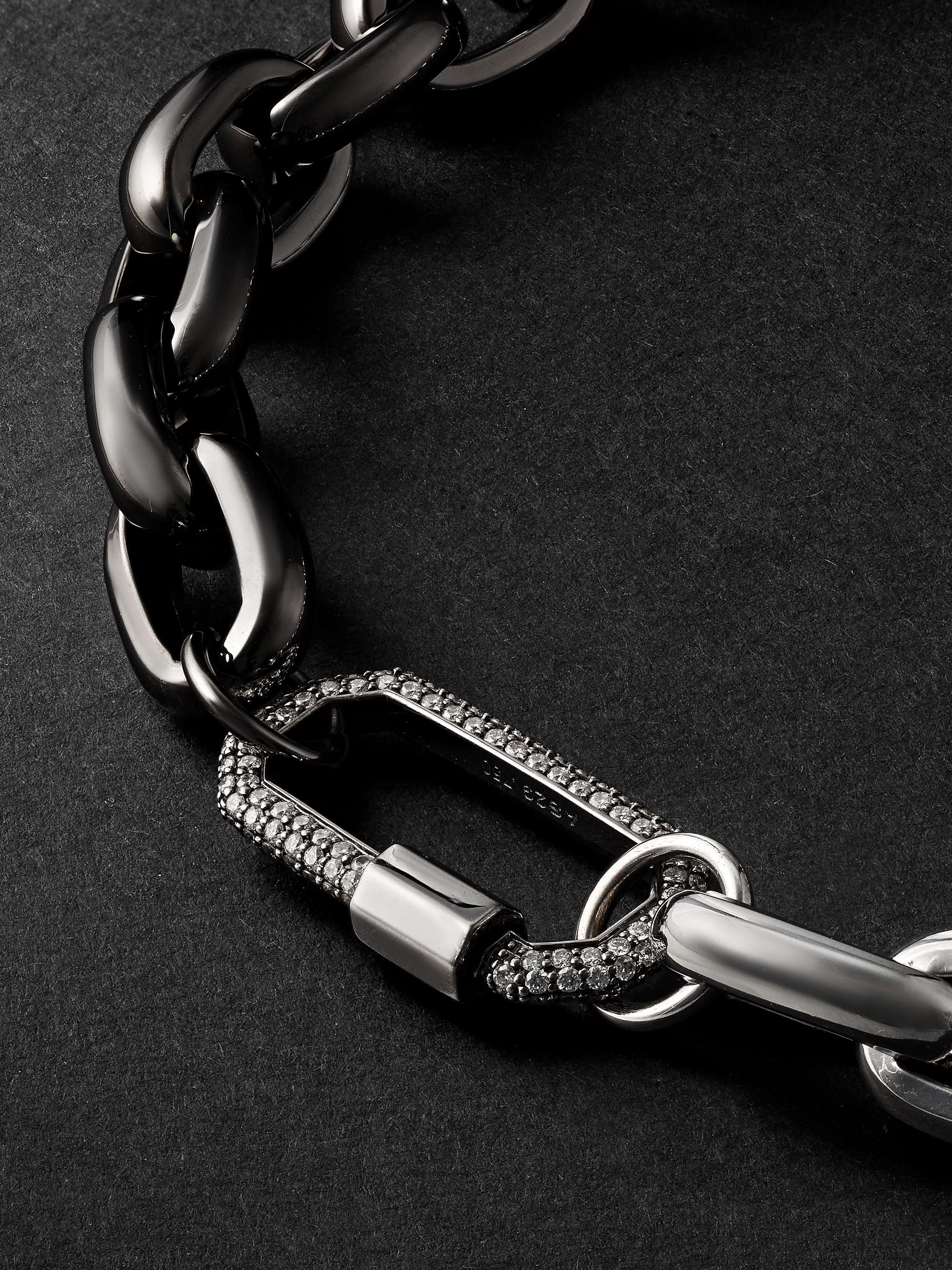 AS29 Lock Medium Blackened and White Gold Diamond Necklace