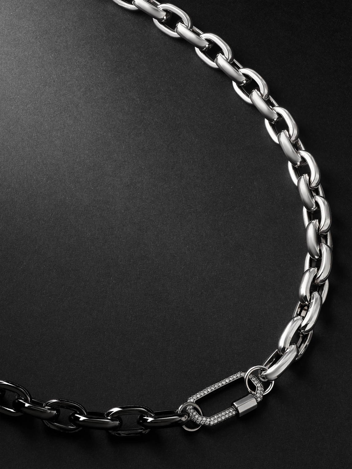 AS29 – Lock Medium Blackened and White Gold Diamond Necklace