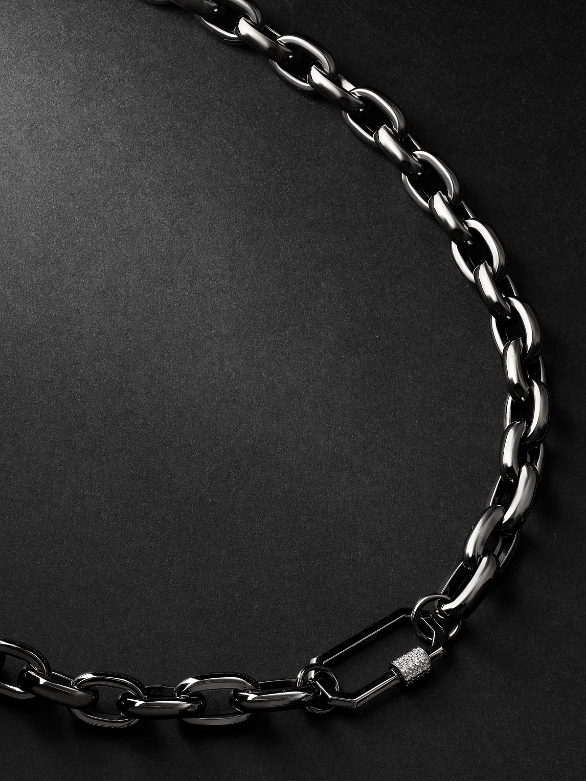 Lock Medium Blackened White Gold Diamond Necklace
